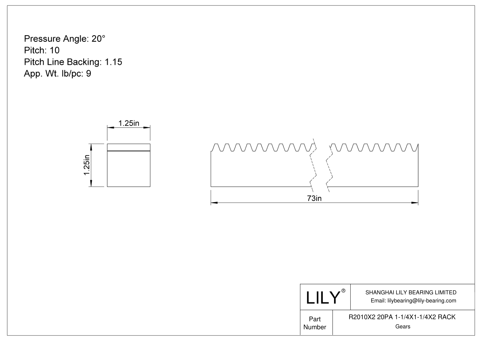 R2010X2 20PA 1-1/4X1-1/4X2 RACK 齿轮架 cad drawing