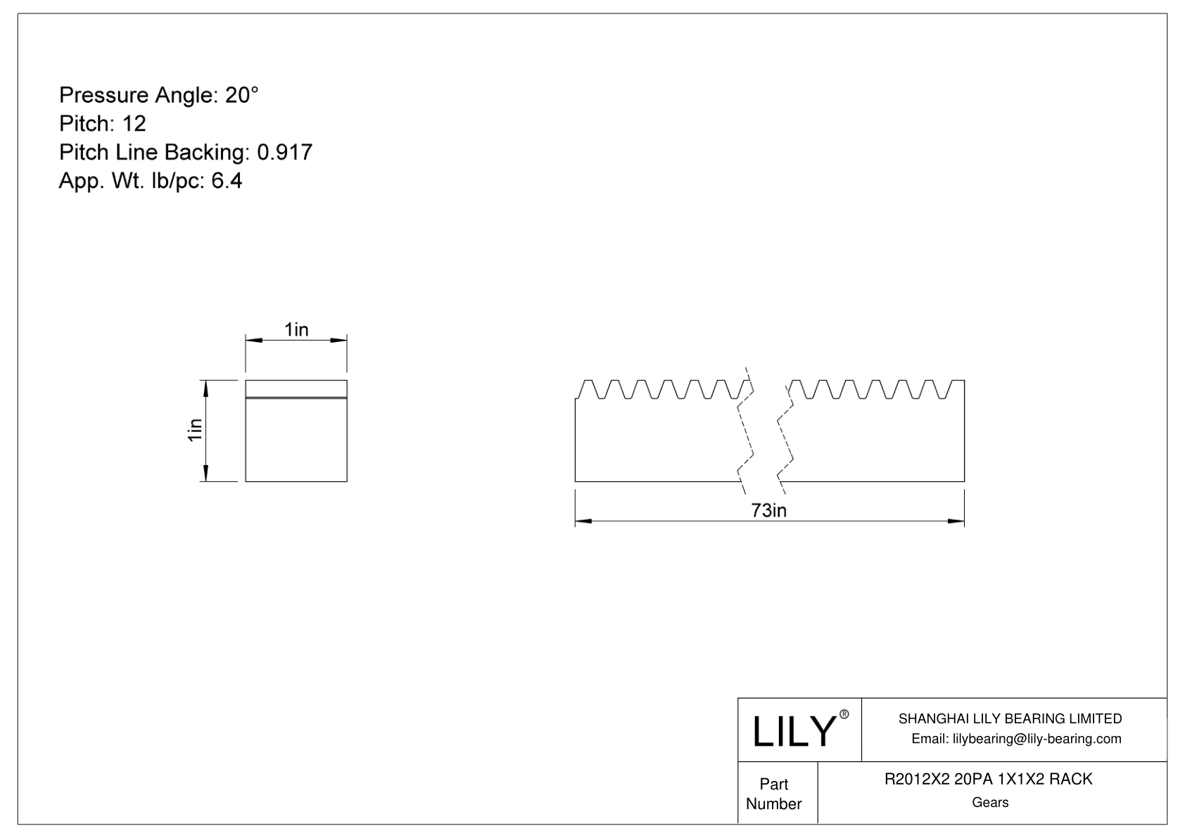 R2012X2 20PA 1X1X2 RACK 齿轮架 cad drawing