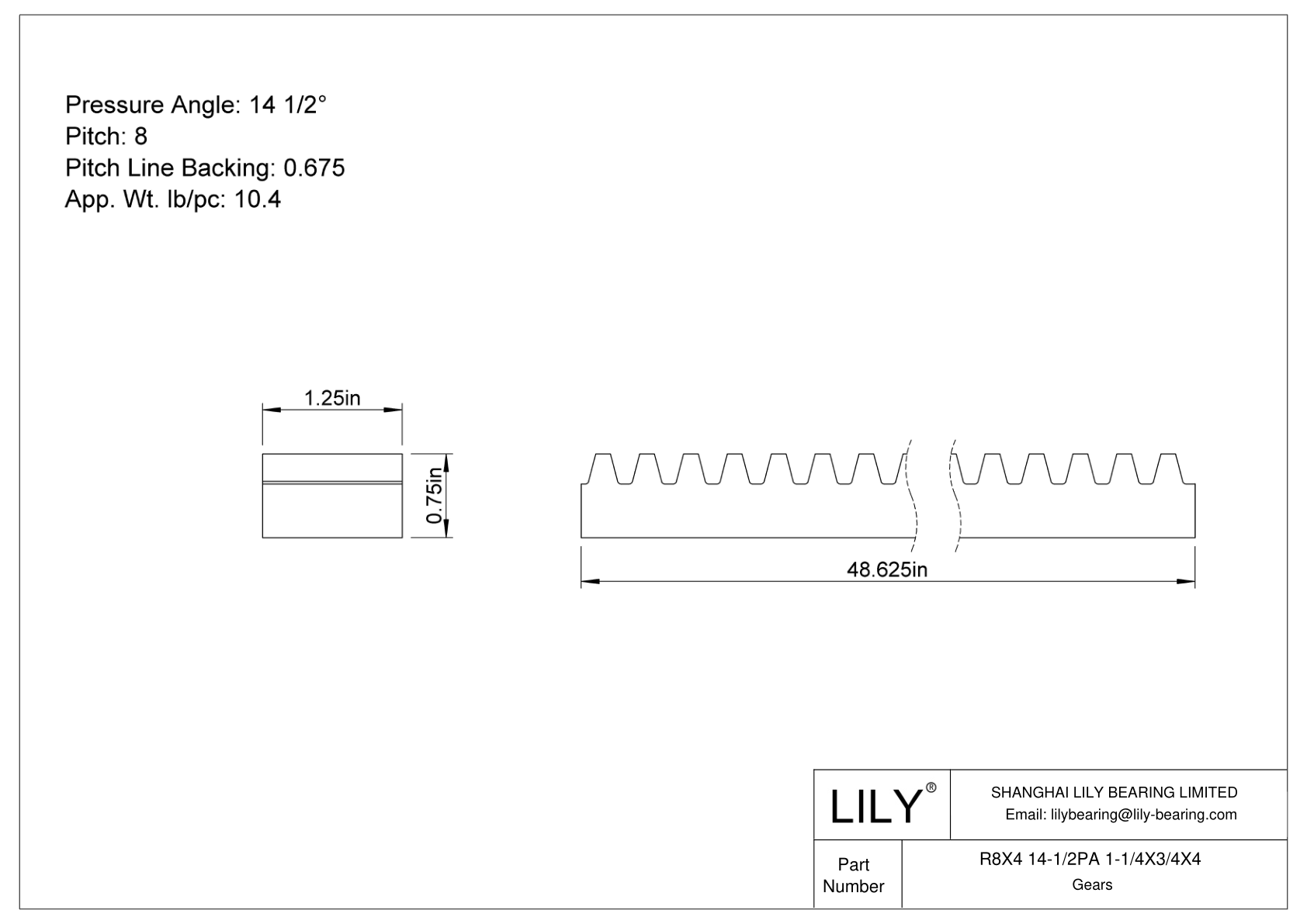 R8X4 14-1/2PA 1-1/4X3/4X4 齿轮架 cad drawing