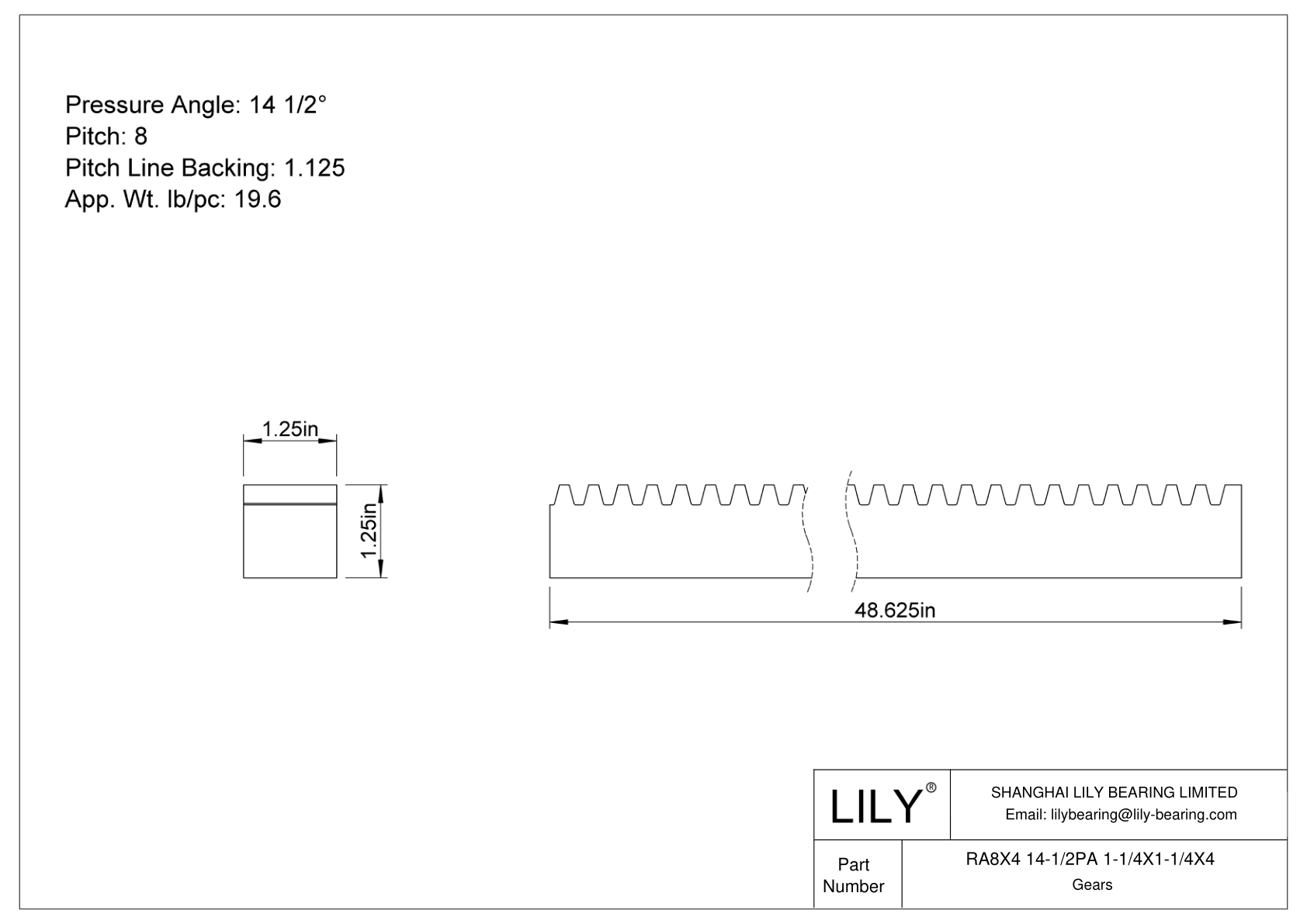 RA8X4 14-1/2PA 1-1/4X1-1/4X4 齿轮架 cad drawing