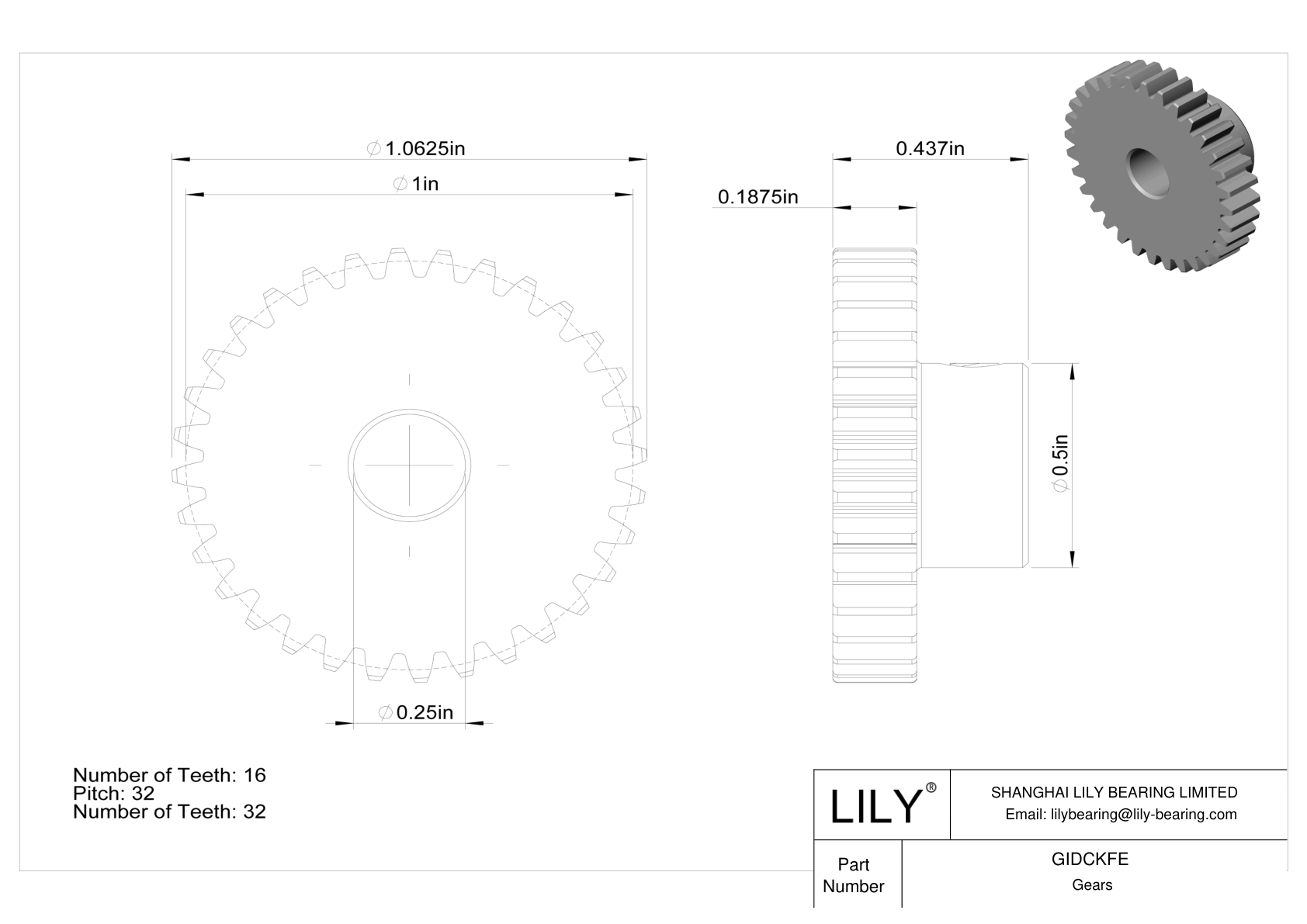 GIDCKFE 金属英制齿轮 - 20° 压力角 cad drawing