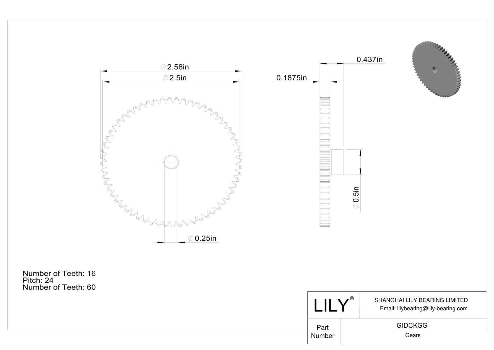 GIDCKGG 金属英制齿轮 - 20° 压力角 cad drawing