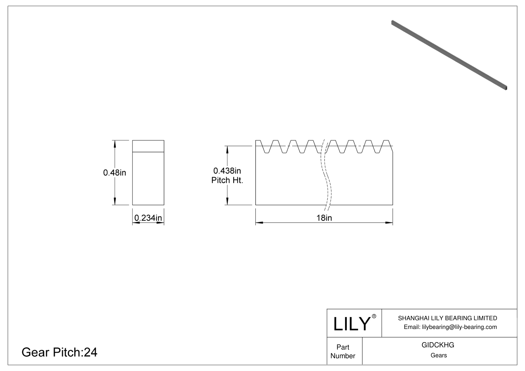 GIDCKHG Cremalleras rectangulares de metal en pulgadas - Ángulo de presión de 20 cad drawing