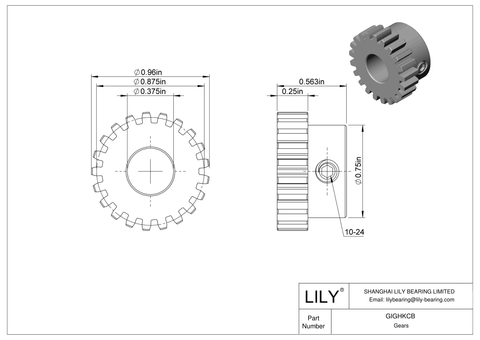 GIGHKCB Engranajes metálicos - Ángulo de presión de 14 1/2 cad drawing