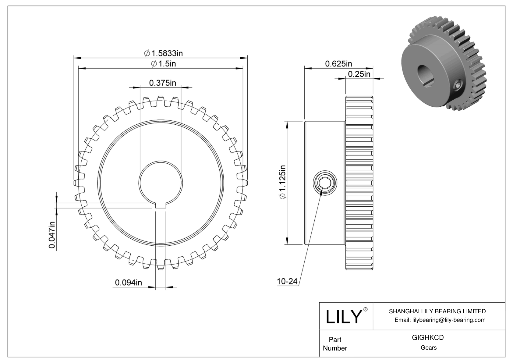 GIGHKCD 金属齿轮 - 14 1/2° 压力角 cad drawing