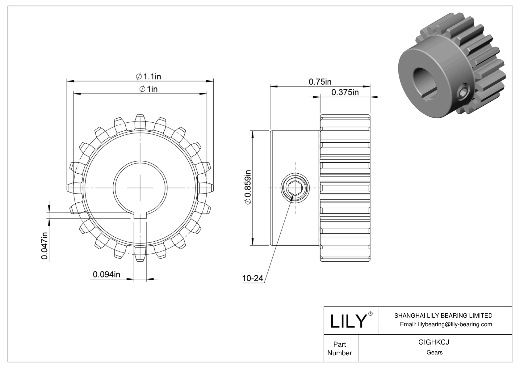 GIGHKCJ 金属齿轮 - 14 1/2° 压力角 cad drawing