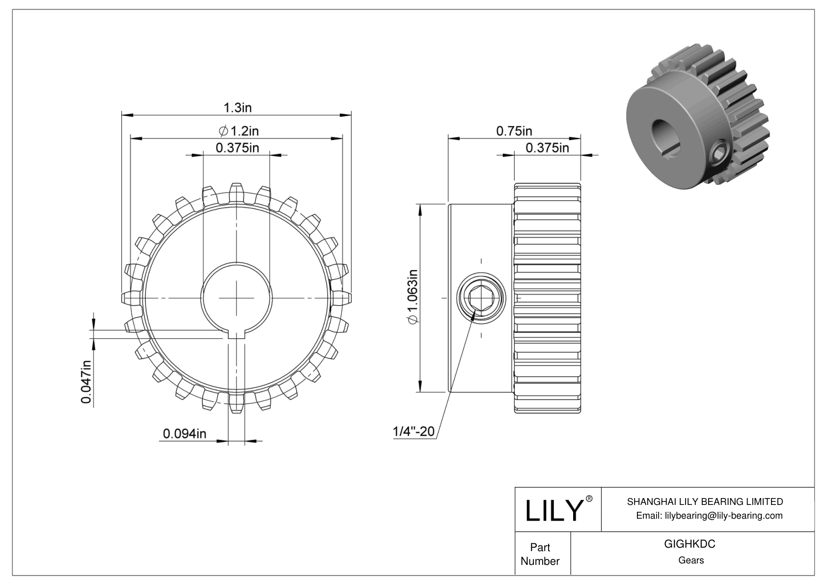 GIGHKDC 金属齿轮 - 14 1/2° 压力角 cad drawing