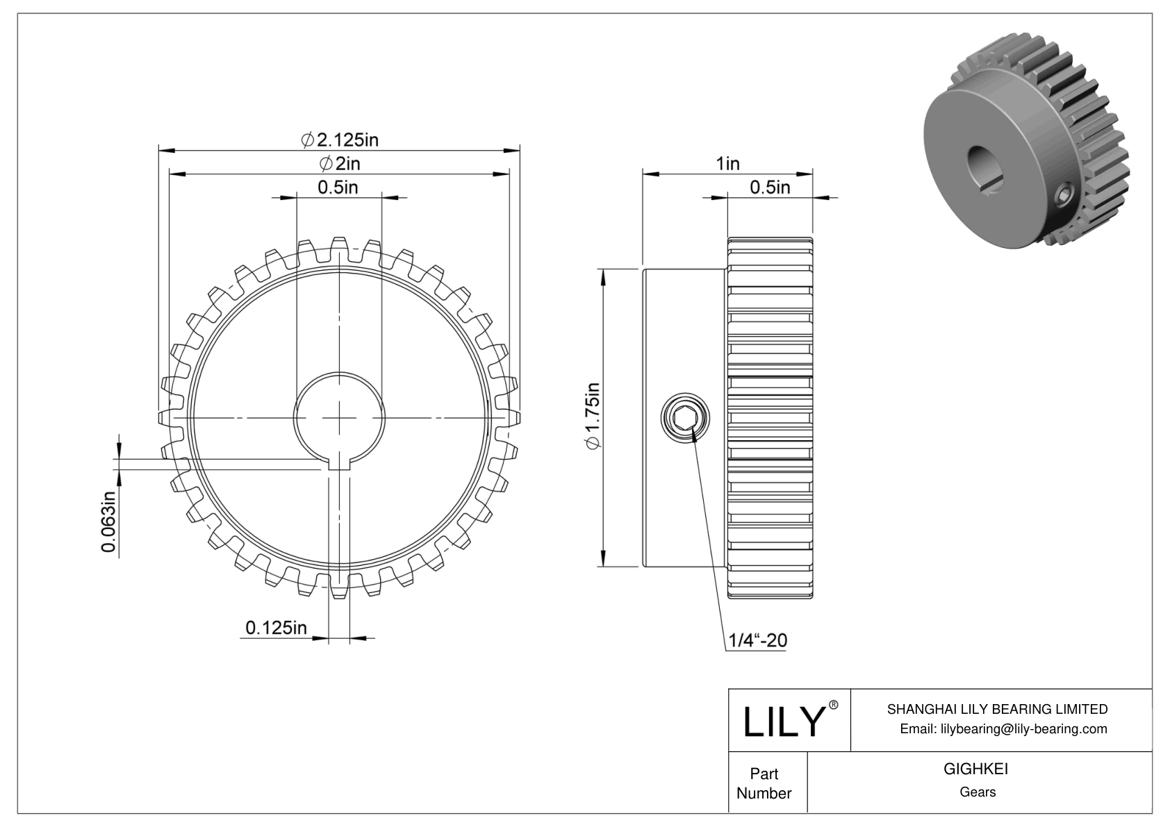 GIGHKEI 金属齿轮 - 14 1/2° 压力角 cad drawing