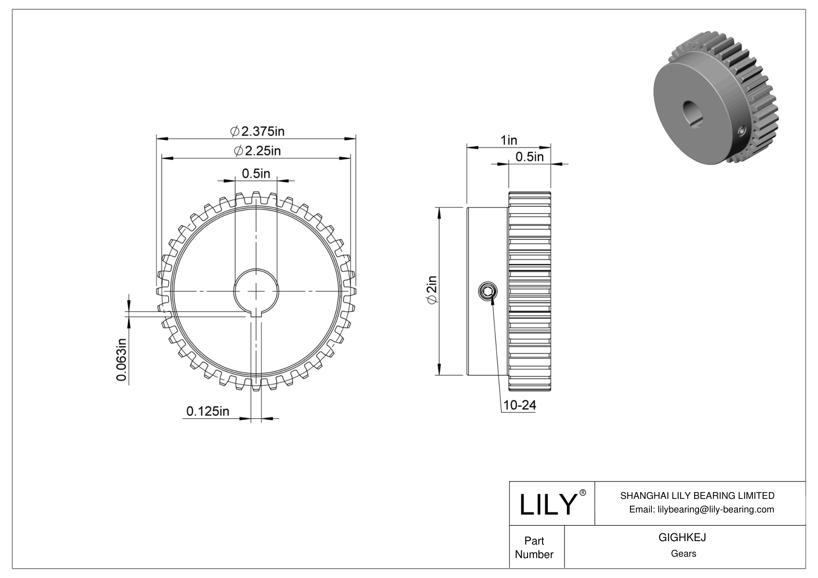 GIGHKEJ Metal Gears - 14 1/2° Pressure Angle cad drawing