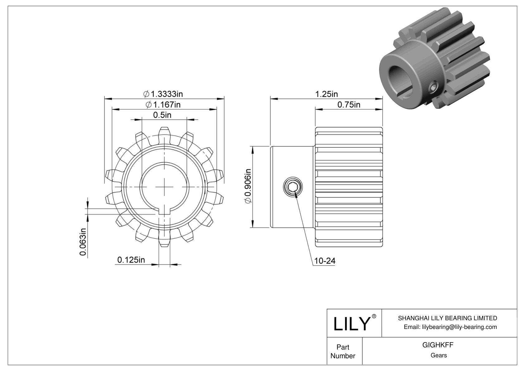 GIGHKFF Metal Gears - 14 1/2° Pressure Angle cad drawing