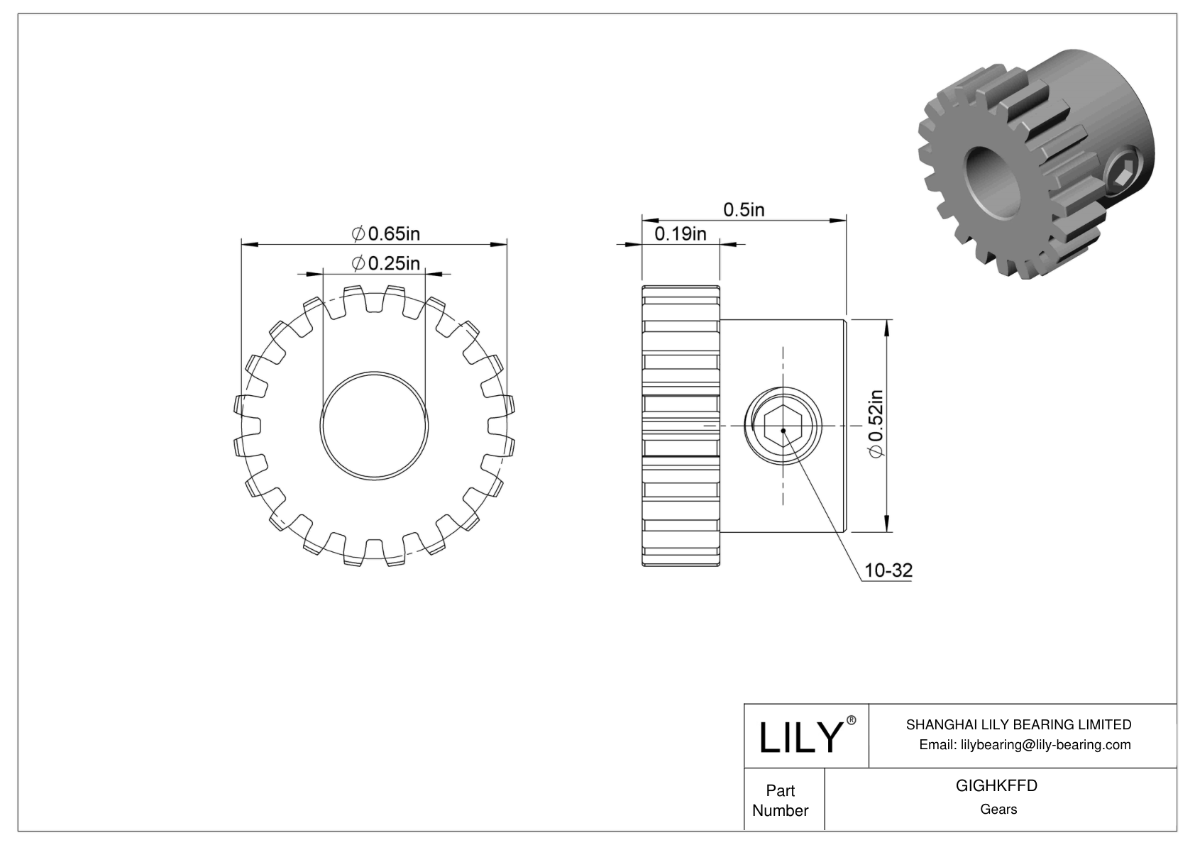 GIGHKFFD Metal Gears - 14 1/2° Pressure Angle cad drawing