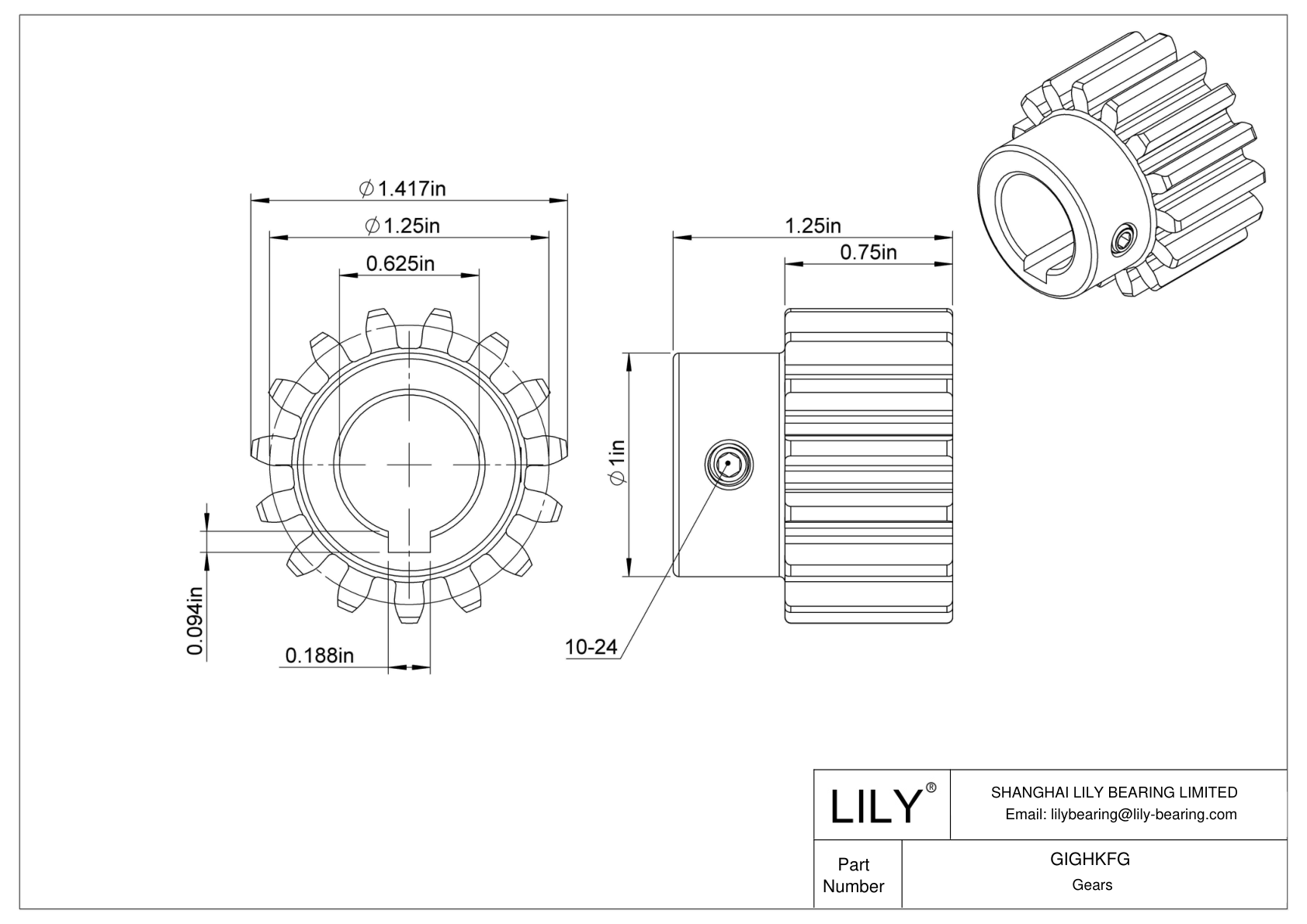 GIGHKFG Metal Gears - 14 1/2° Pressure Angle cad drawing