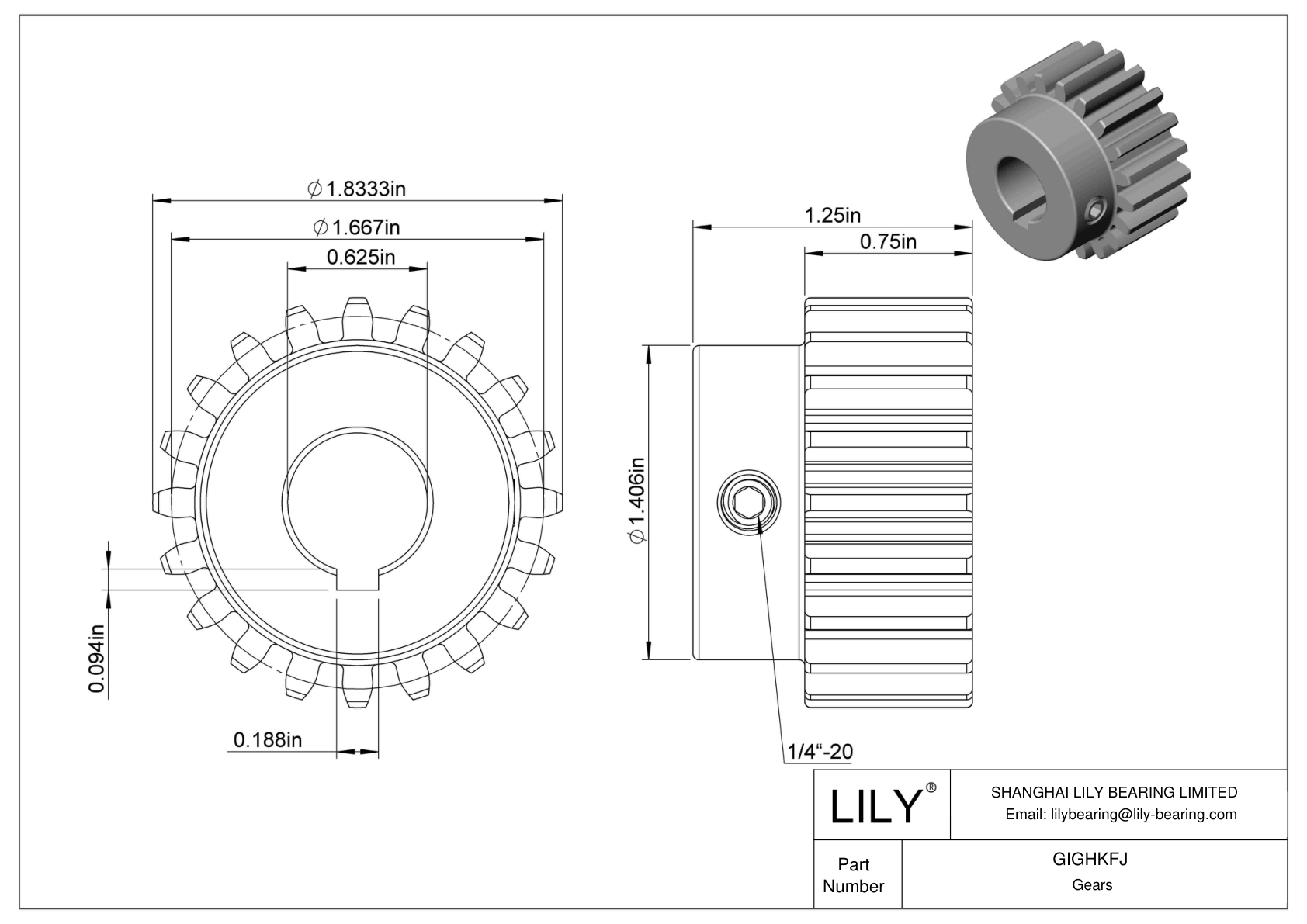 GIGHKFJ Metal Gears - 14 1/2° Pressure Angle cad drawing