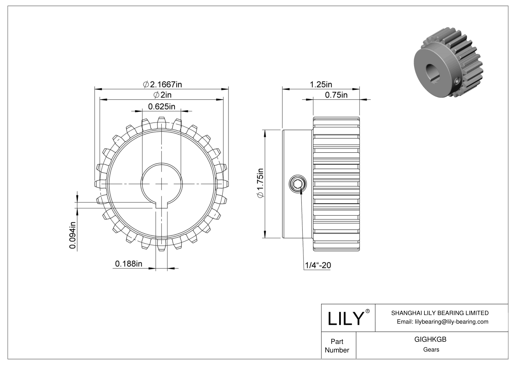 GIGHKGB Metal Gears - 14 1/2° Pressure Angle cad drawing