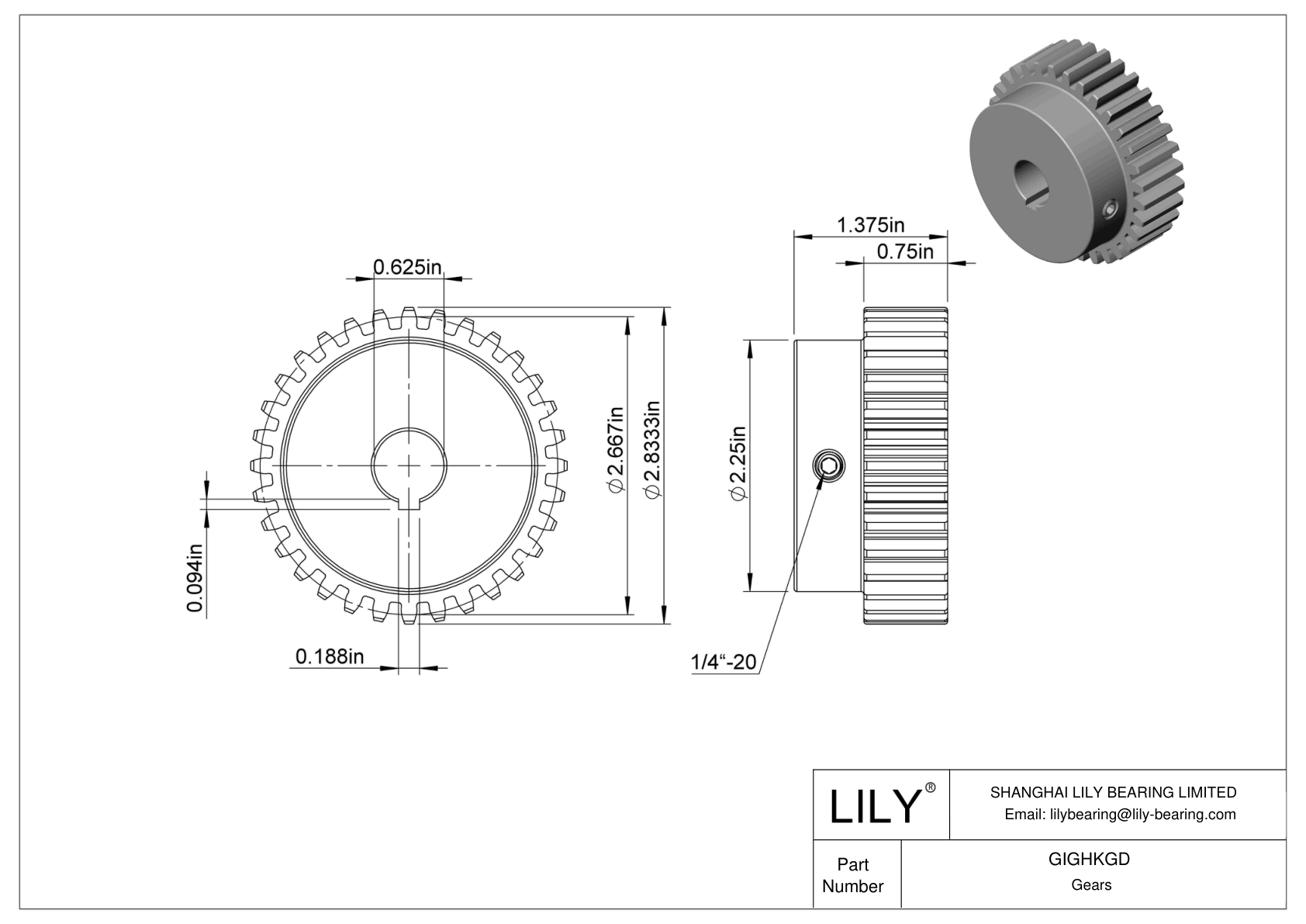 GIGHKGD Metal Gears - 14 1/2° Pressure Angle cad drawing