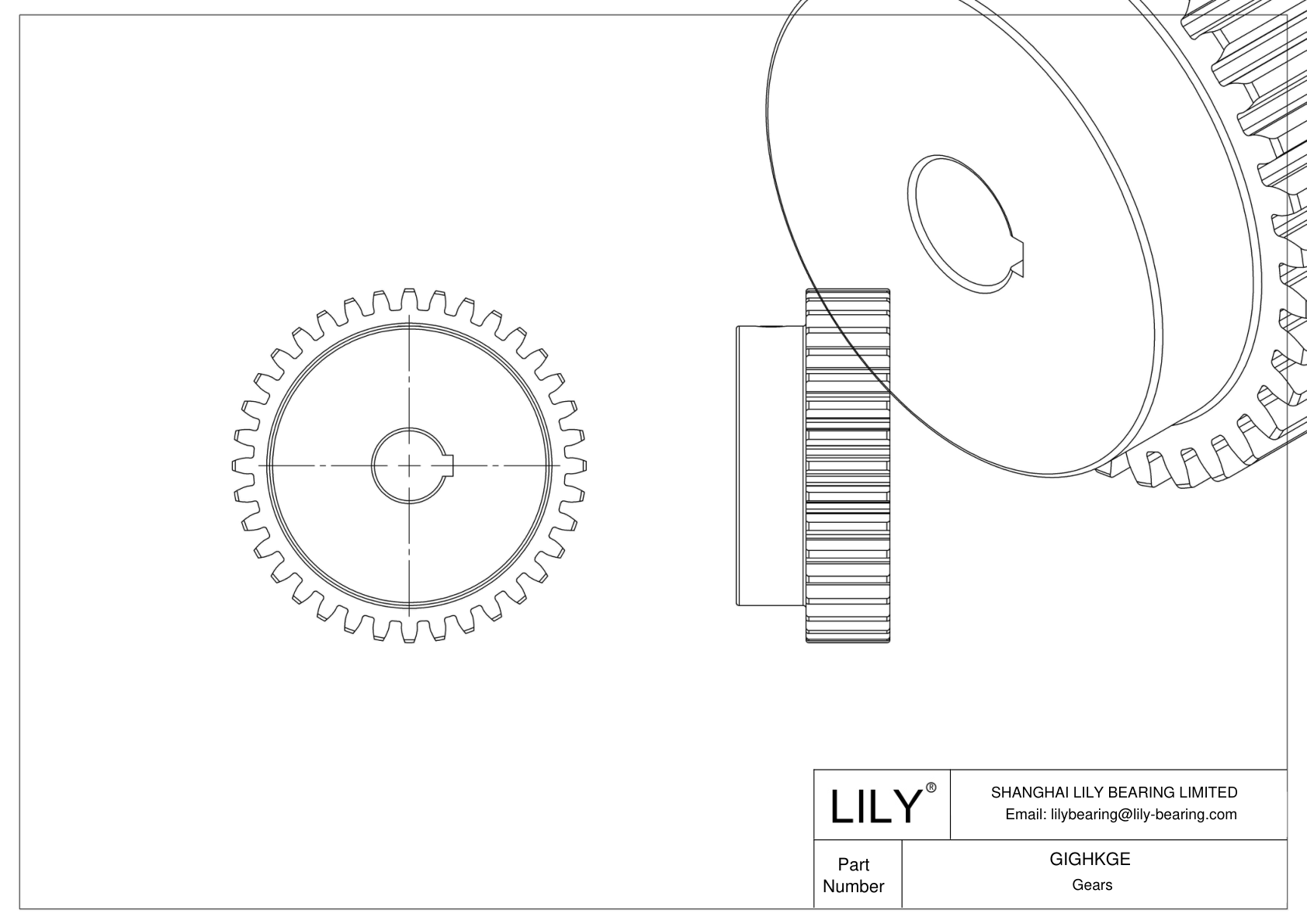 GIGHKGE Metal Gears - 14 1/2° Pressure Angle cad drawing