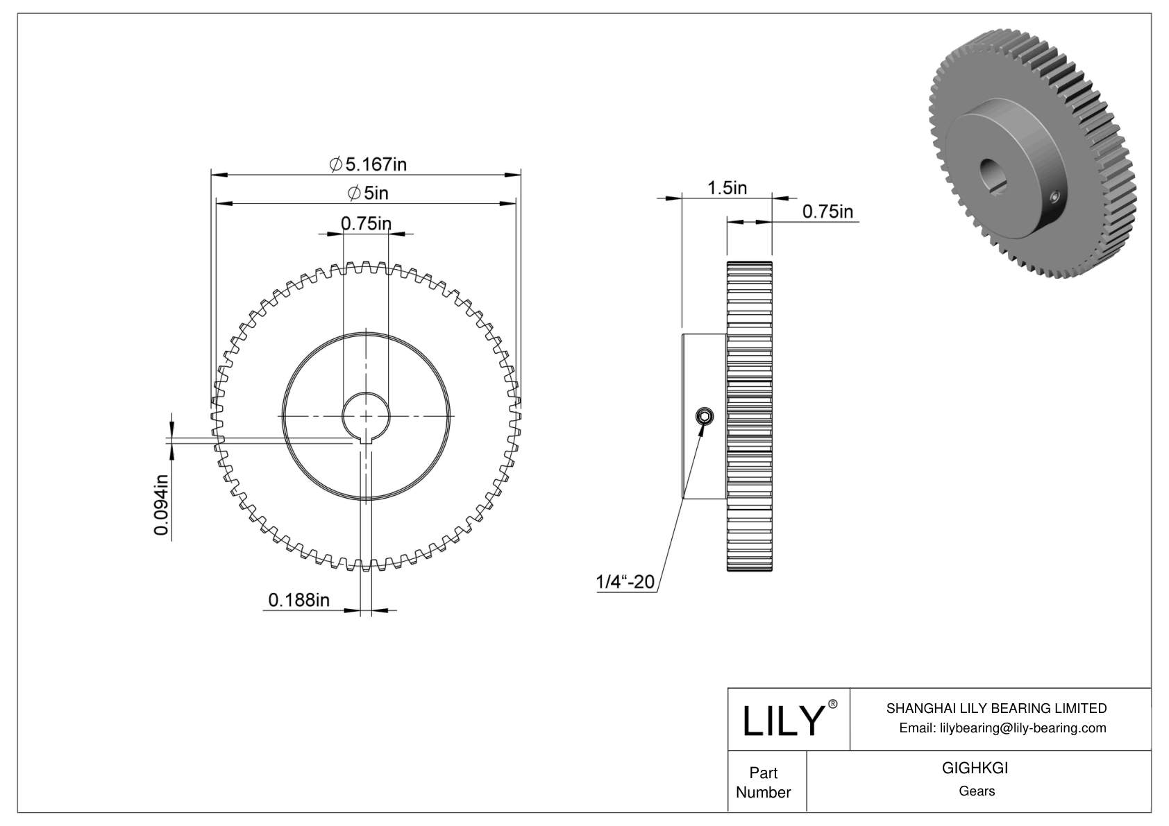 GIGHKGI Metal Gears - 14 1/2° Pressure Angle cad drawing