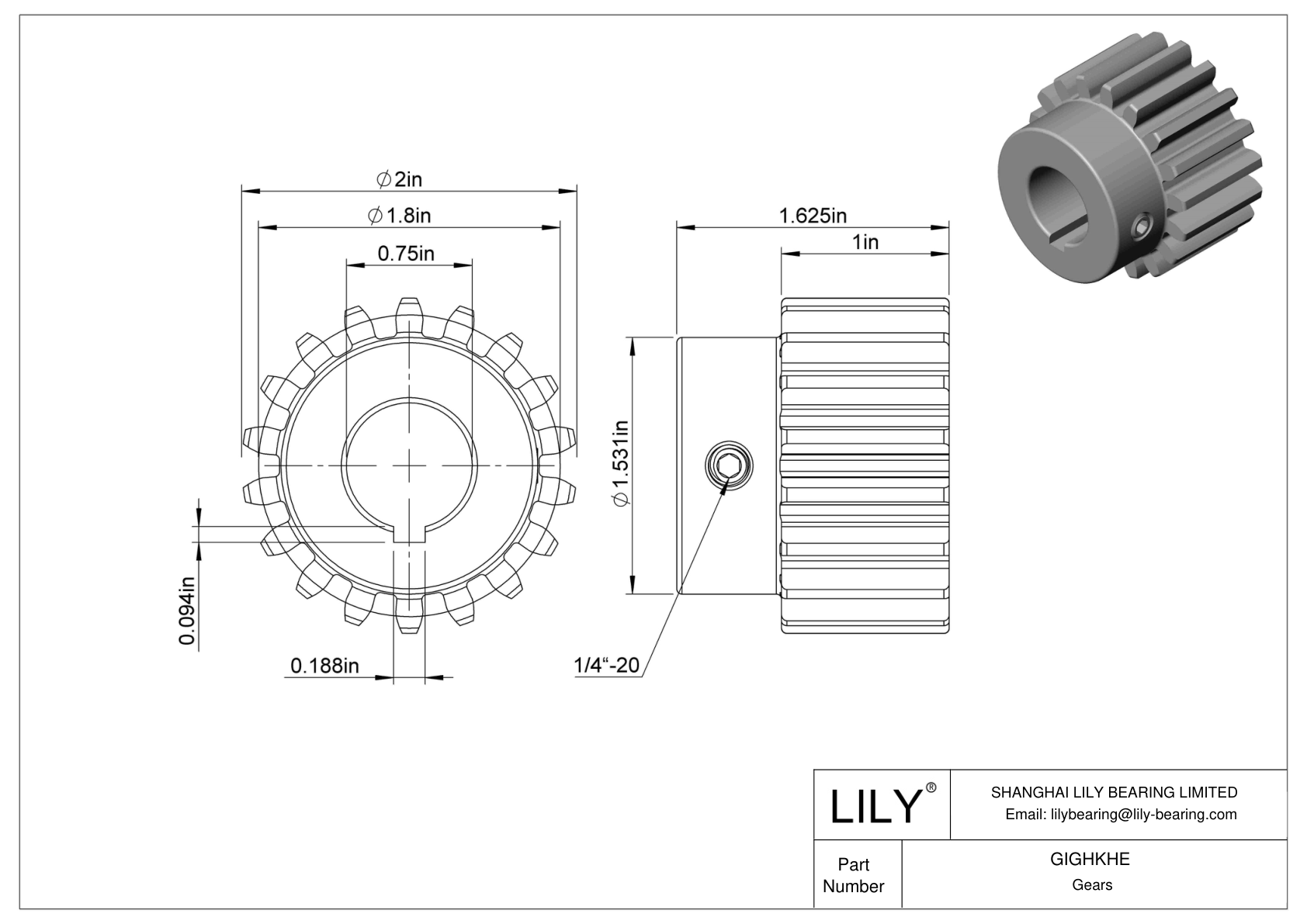 GIGHKHE 金属齿轮 - 14 1/2° 压力角 cad drawing