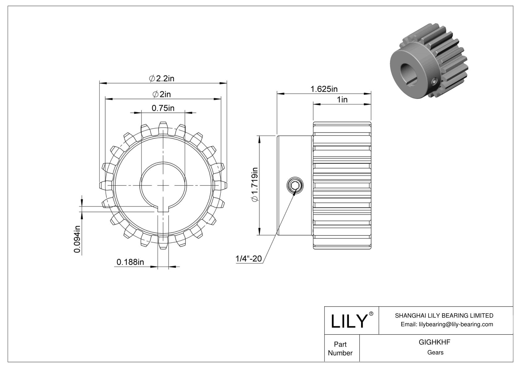 GIGHKHF 金属齿轮 - 14 1/2° 压力角 cad drawing