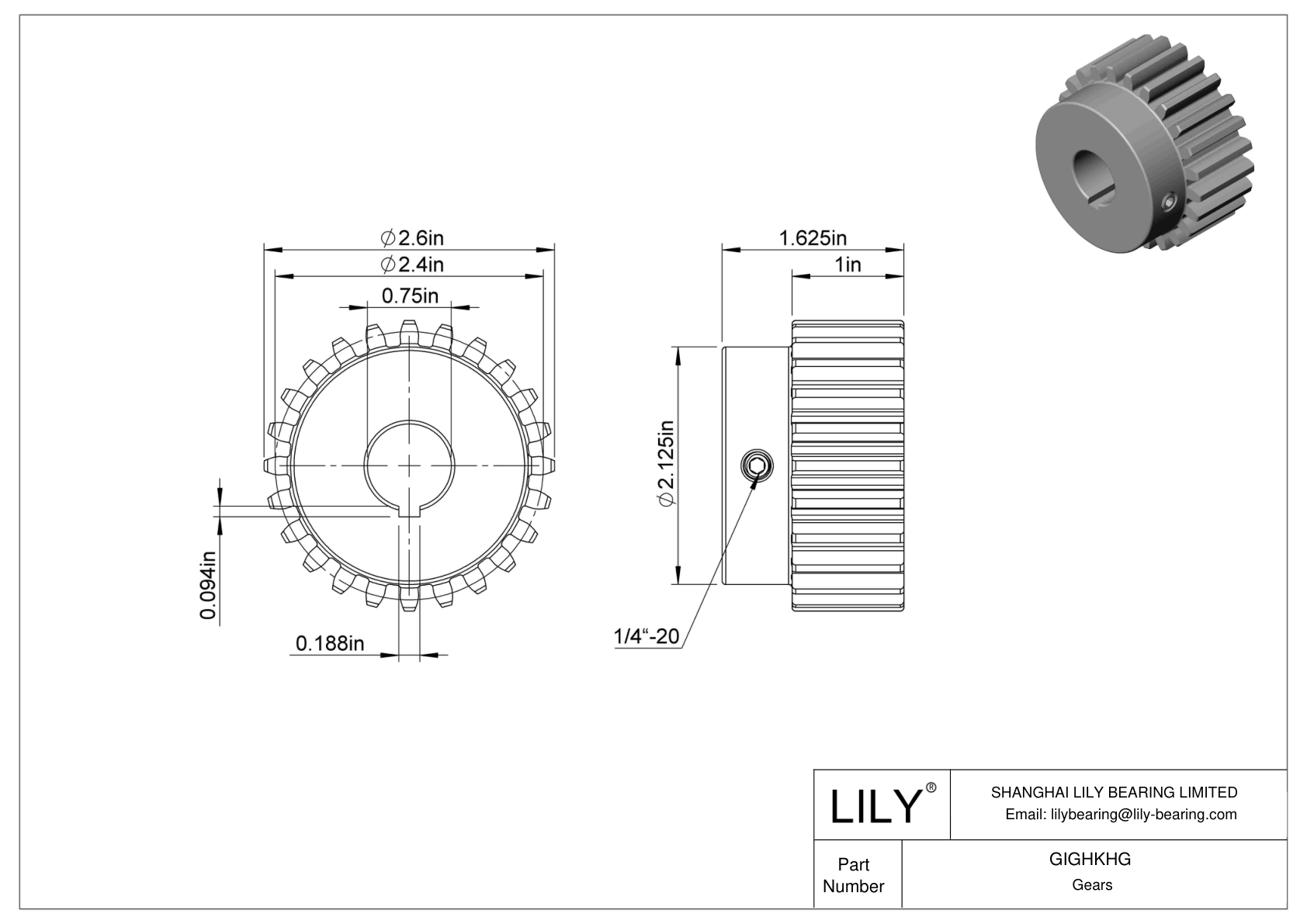 GIGHKHG Metal Gears - 14 1/2° Pressure Angle cad drawing