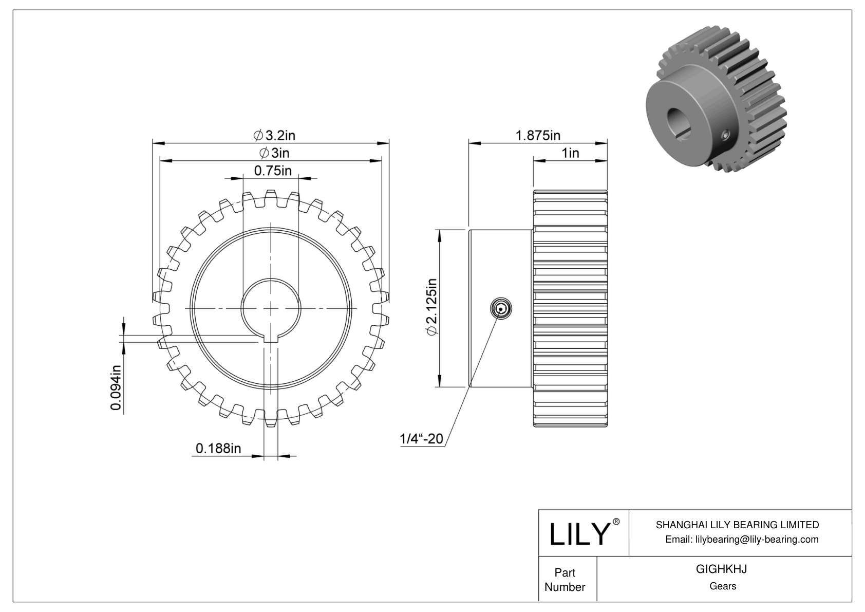 GIGHKHJ Metal Gears - 14 1/2° Pressure Angle cad drawing