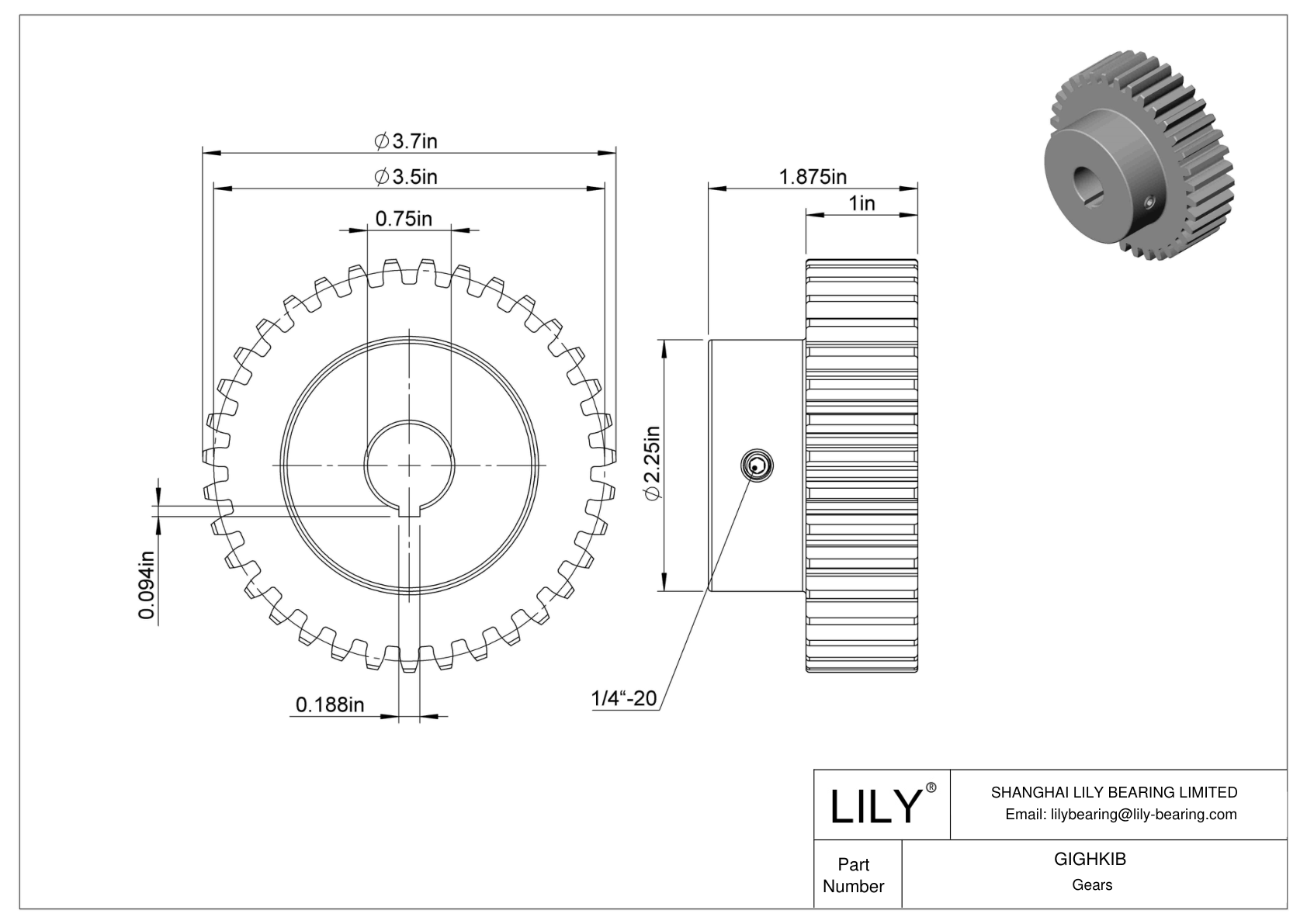 GIGHKIB 金属齿轮 - 14 1/2° 压力角 cad drawing