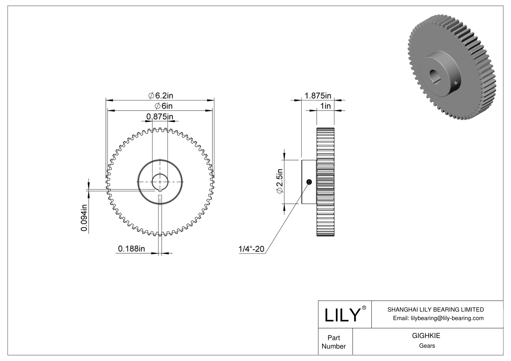 GIGHKIE Engranajes metálicos - Ángulo de presión de 14 1/2 cad drawing