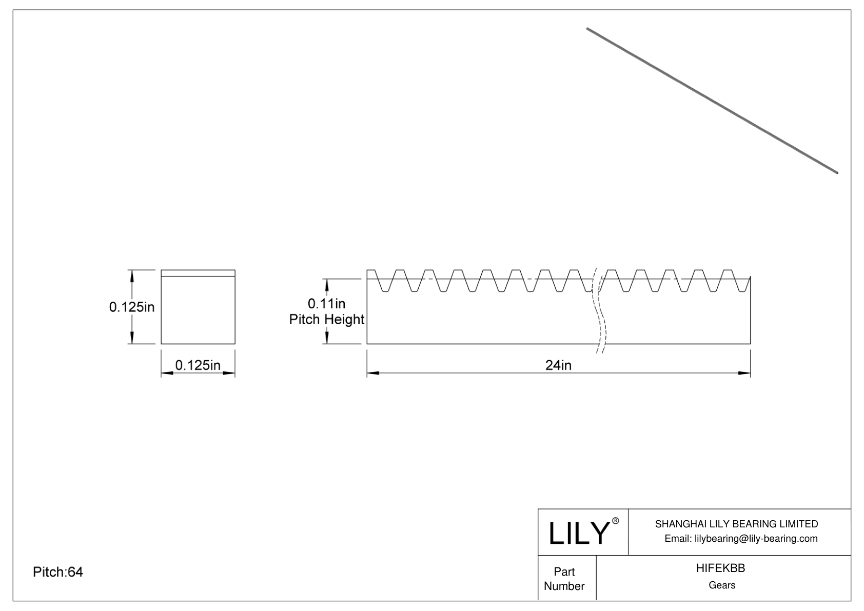 HIFEKBB 金属英制矩形齿轮齿条 - 20° 压力角 cad drawing