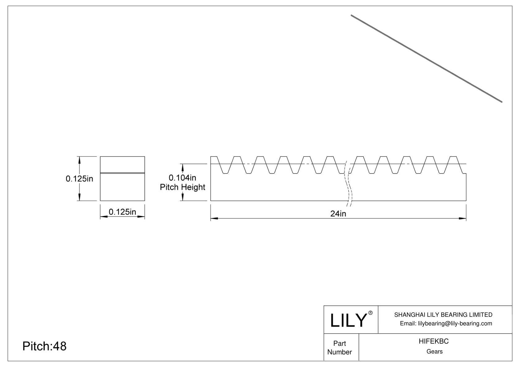 HIFEKBC 金属英制矩形齿轮齿条 - 20° 压力角 cad drawing