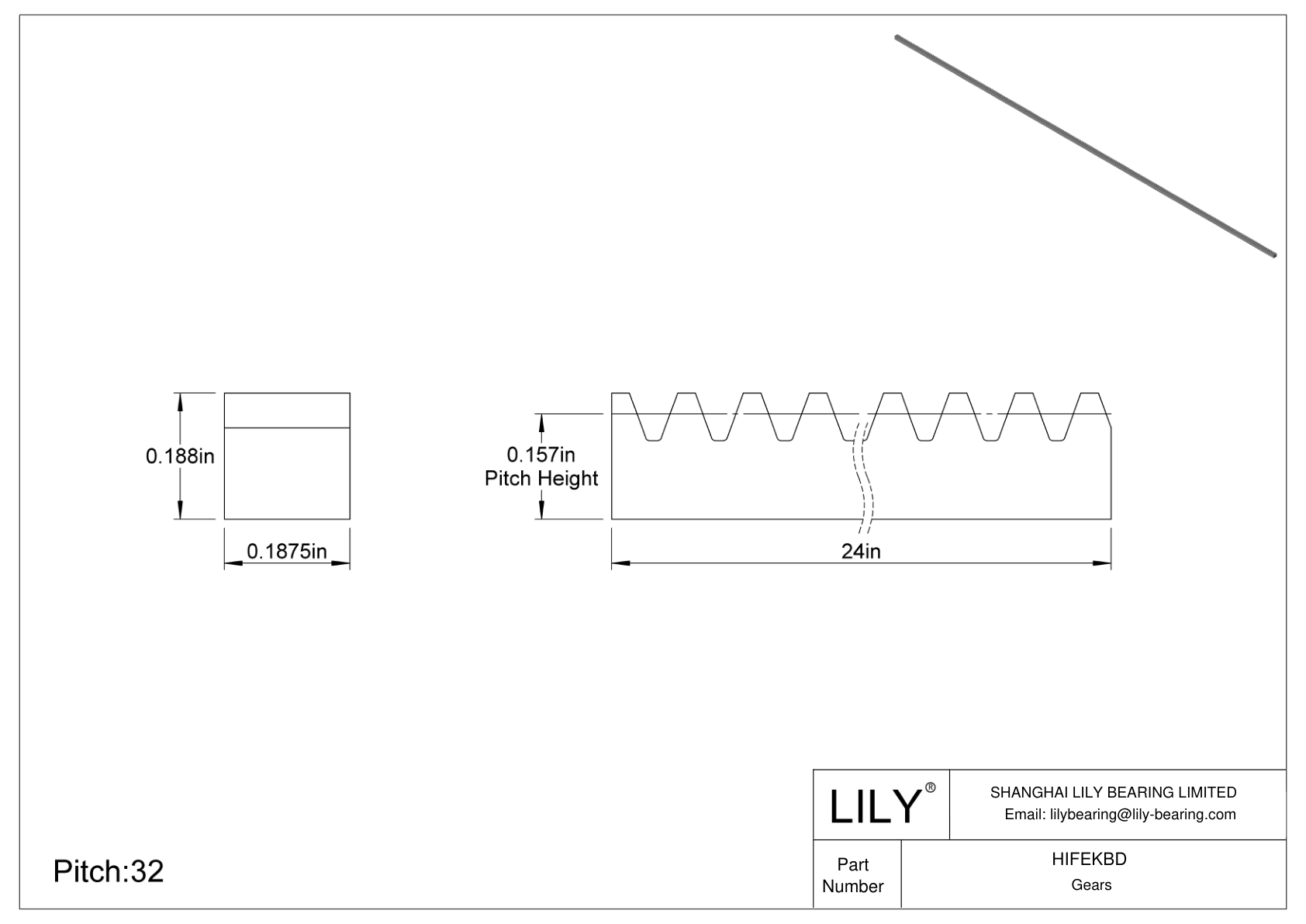 HIFEKBD Metal Inch Rectangular Gear Racks - 20° Pressure Angle cad drawing