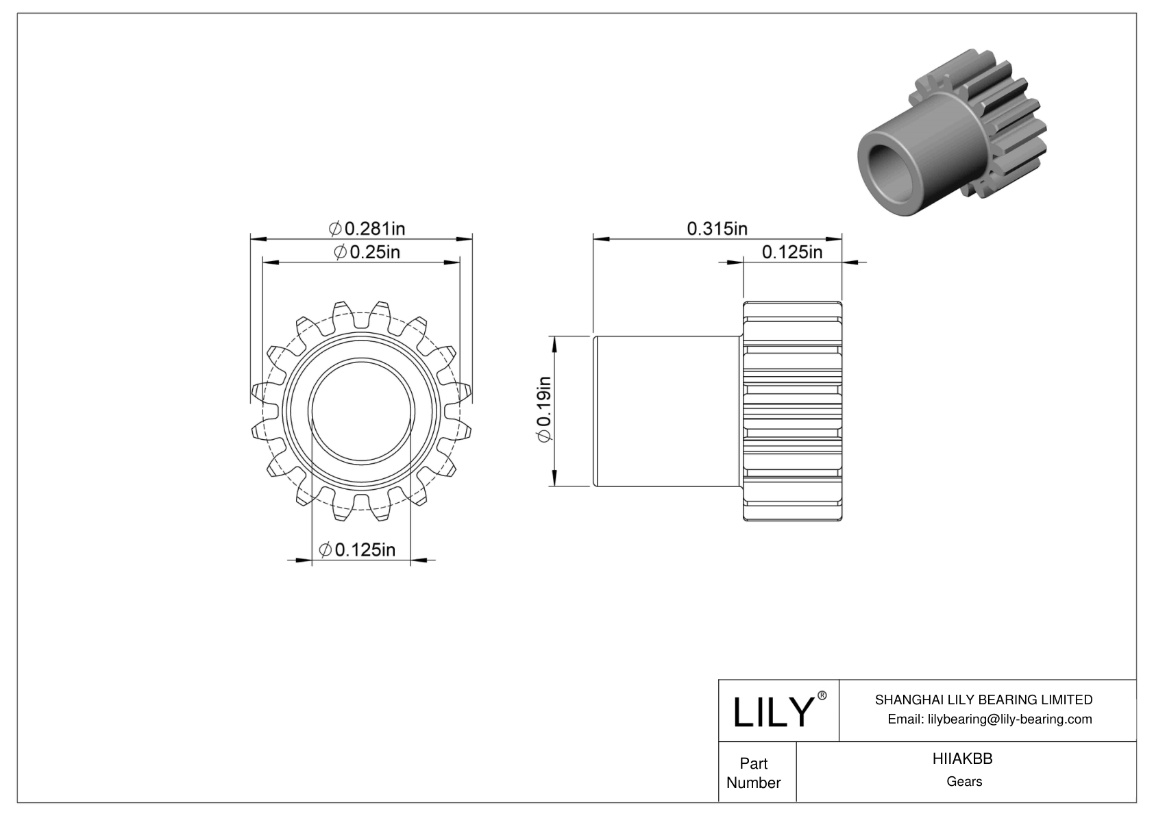 HIIAKBB 金属英制齿轮 - 20° 压力角 cad drawing