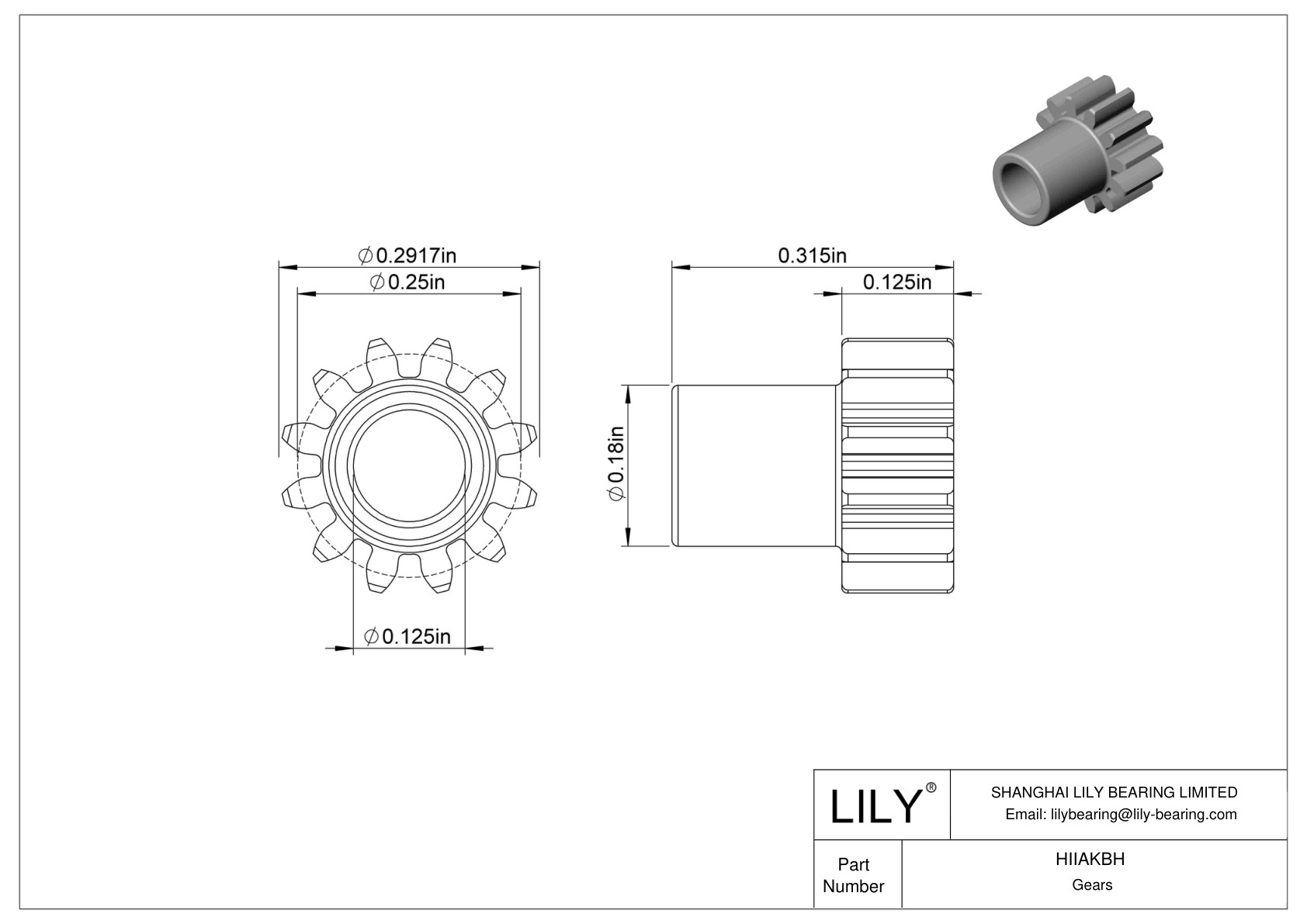 HIIAKBH Engranajes metálicos en pulgadas - Ángulo de presión de 20 cad drawing