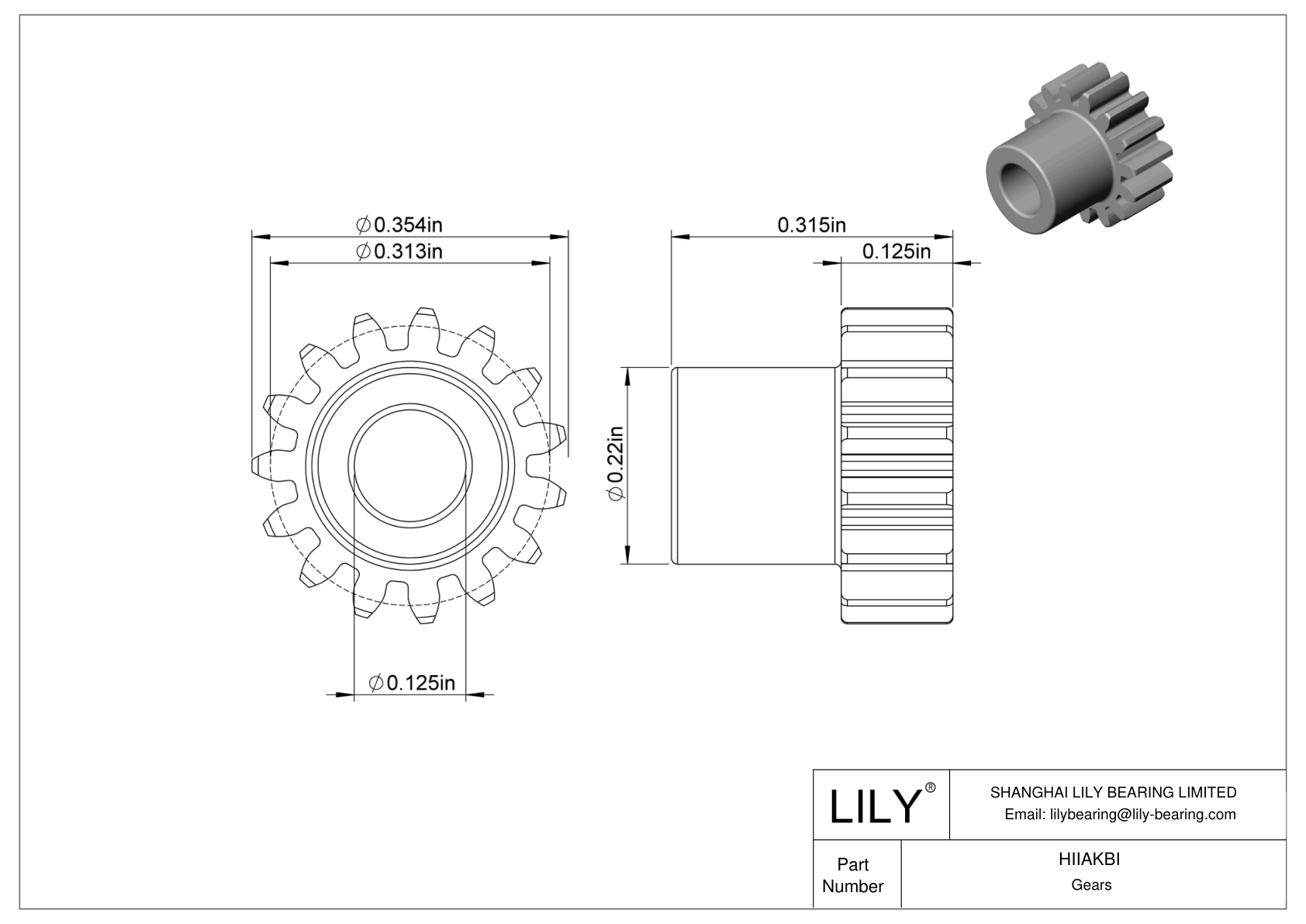 HIIAKBI 金属英制齿轮 - 20° 压力角 cad drawing