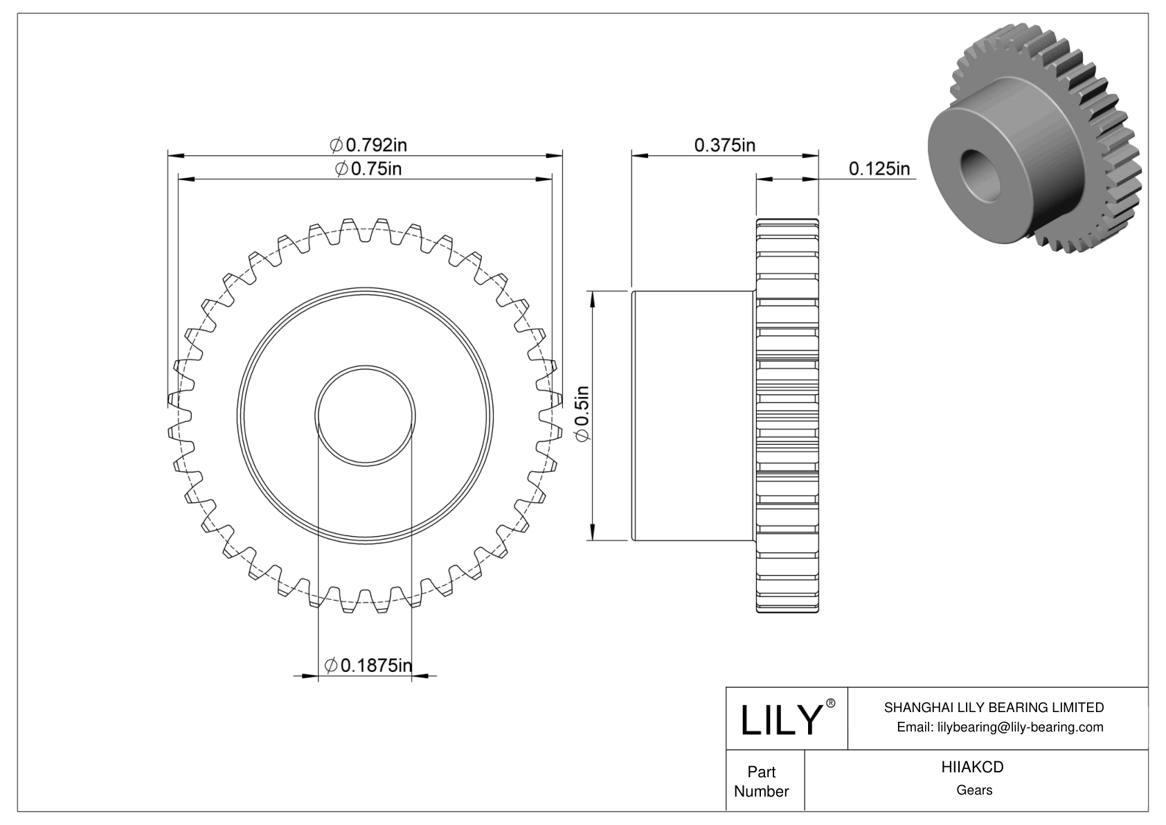 HIIAKCD Engranajes metálicos en pulgadas - Ángulo de presión de 20 cad drawing