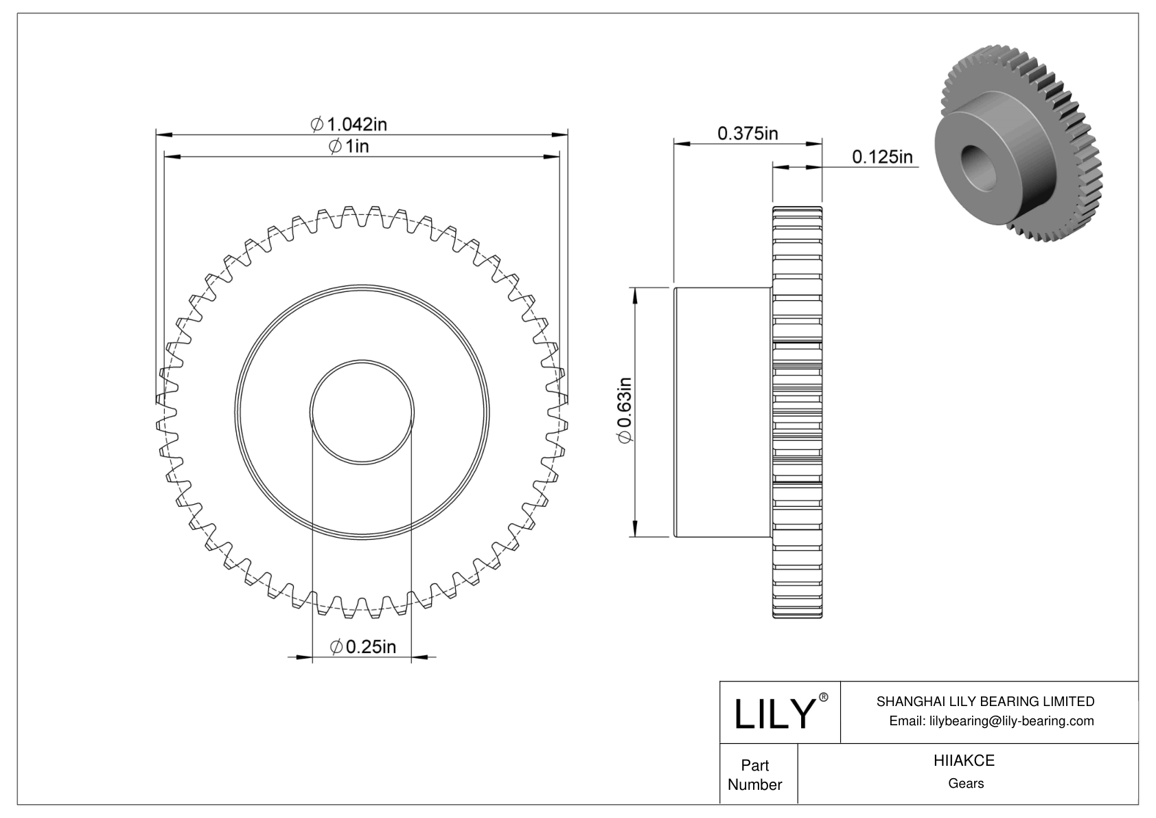 HIIAKCE Metal Inch Gears - 20° Pressure Angle cad drawing