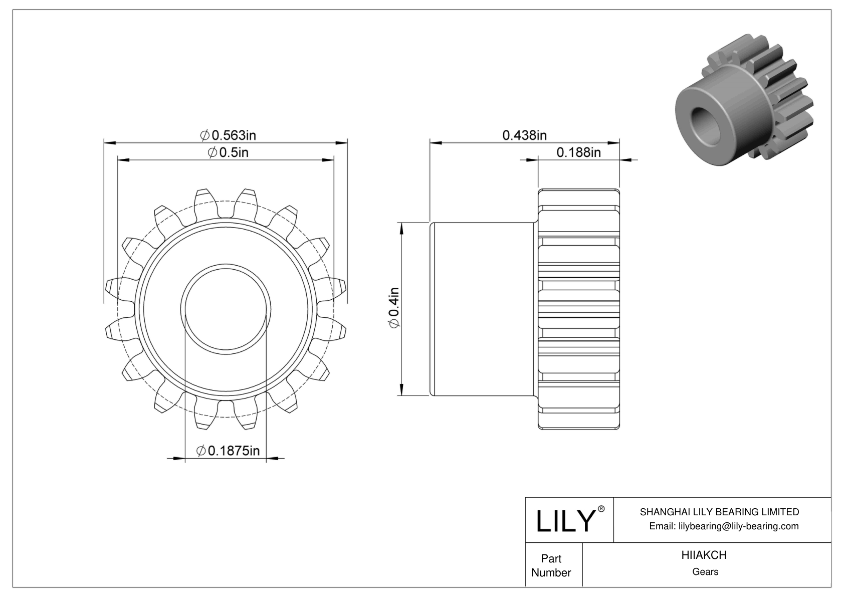 HIIAKCH Metal Inch Gears - 20° Pressure Angle cad drawing