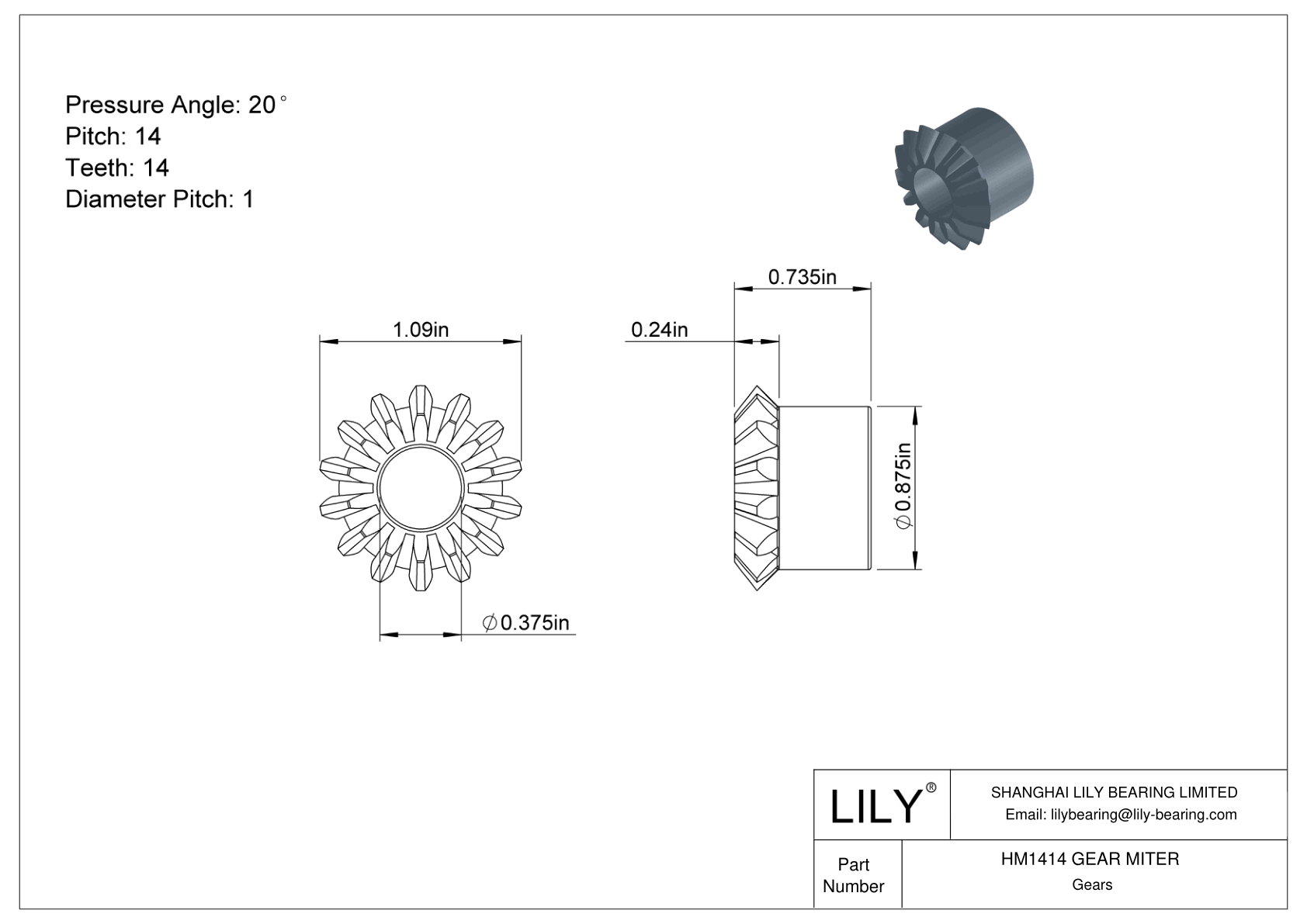 HM1414 GEAR MITER Engranajes de inglete cad drawing