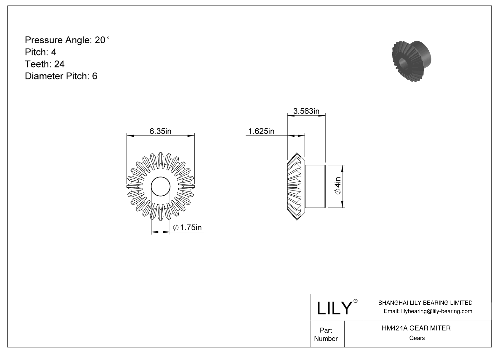 HM424A GEAR MITER Miter Gears cad drawing