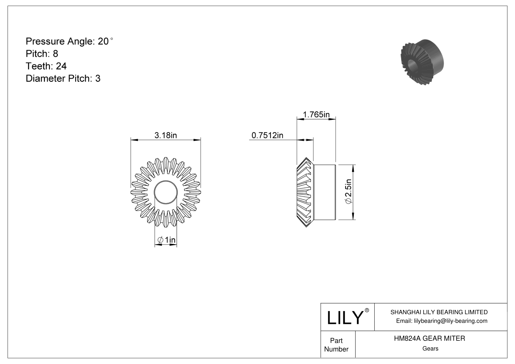 HM824A GEAR MITER Miter Gears cad drawing