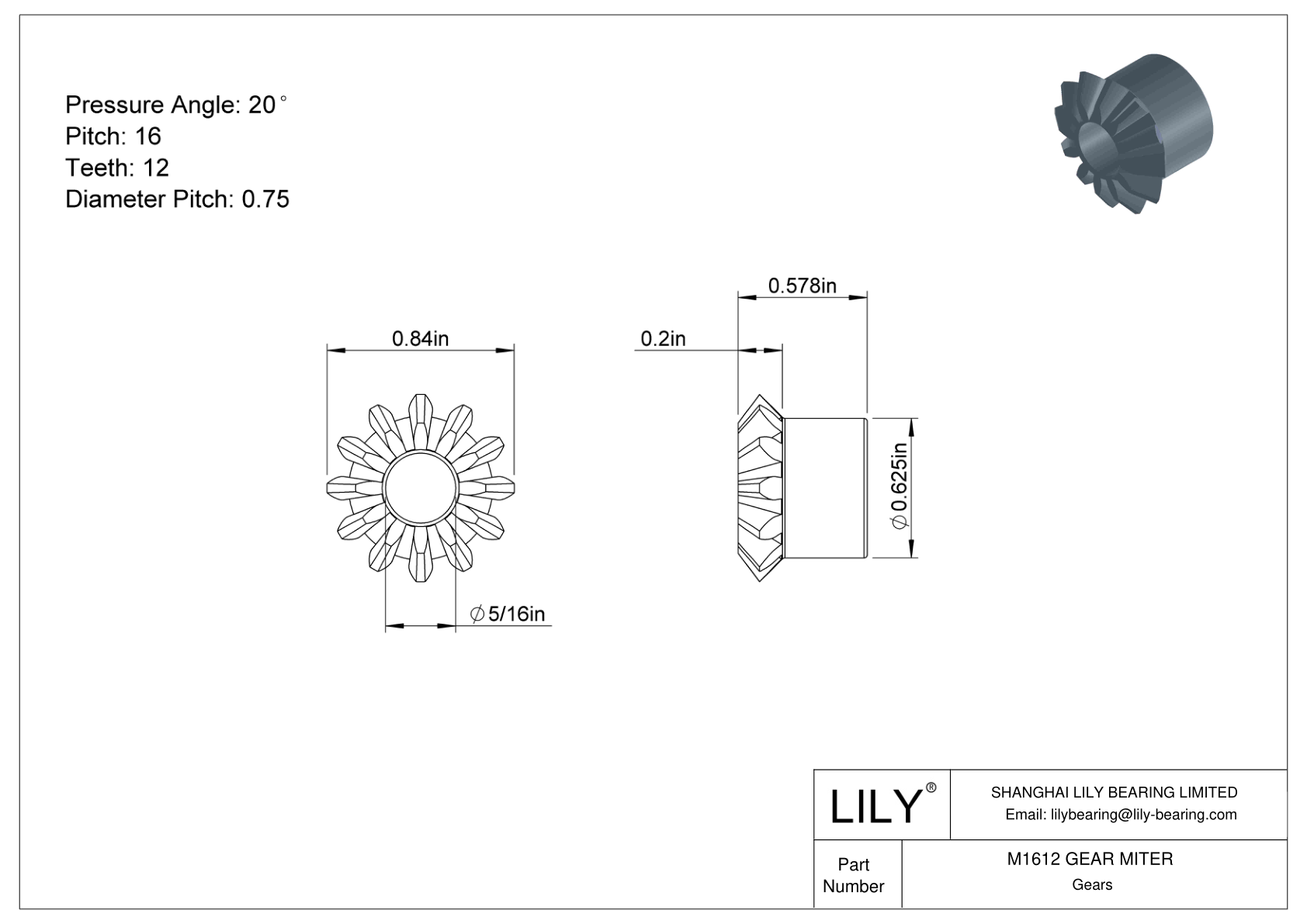 M1612 GEAR MITER Engranajes de inglete cad drawing