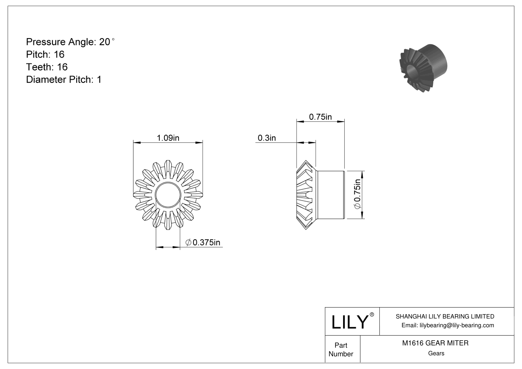 M1616 GEAR MITER Engranajes de inglete cad drawing