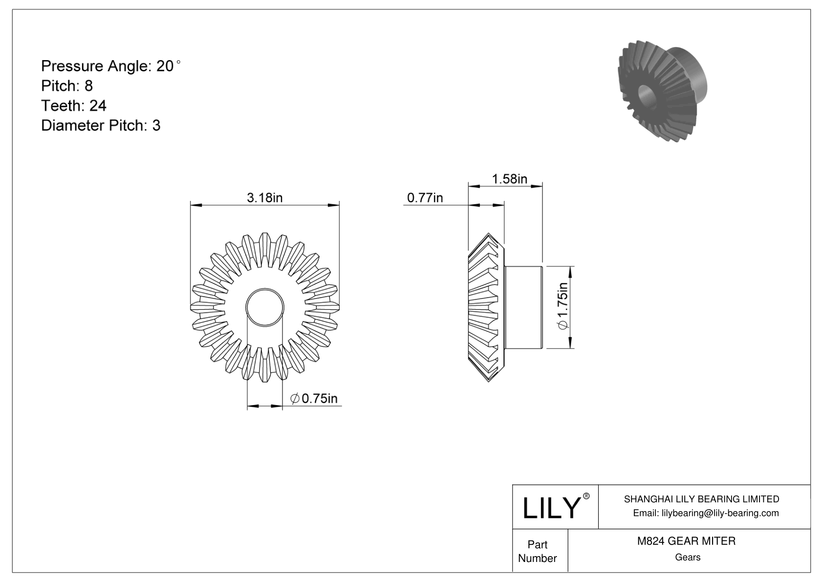 M824 GEAR MITER Engranajes de inglete cad drawing