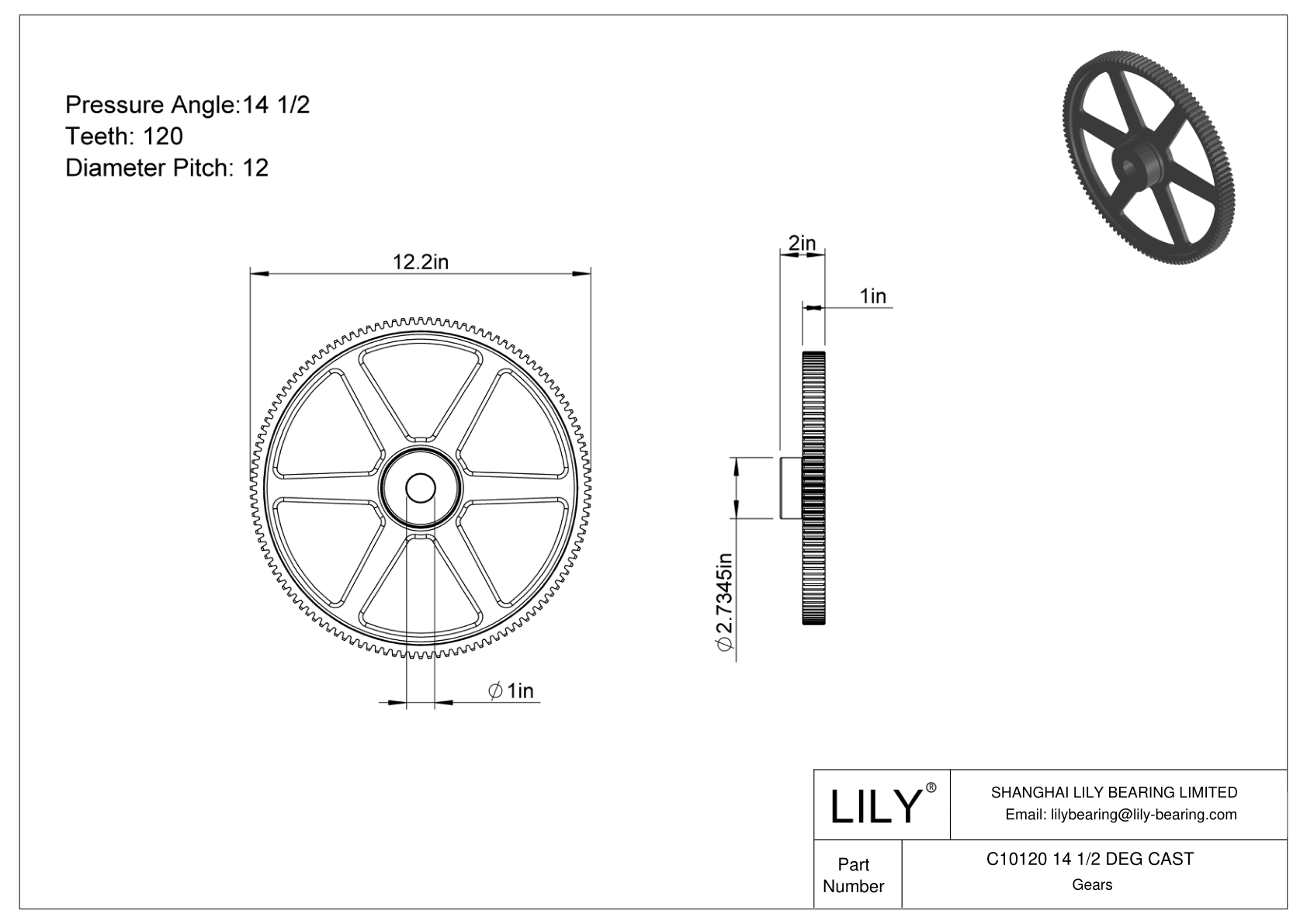 C10120 14 1/2 DEG CAST Engranajes rectos cad drawing