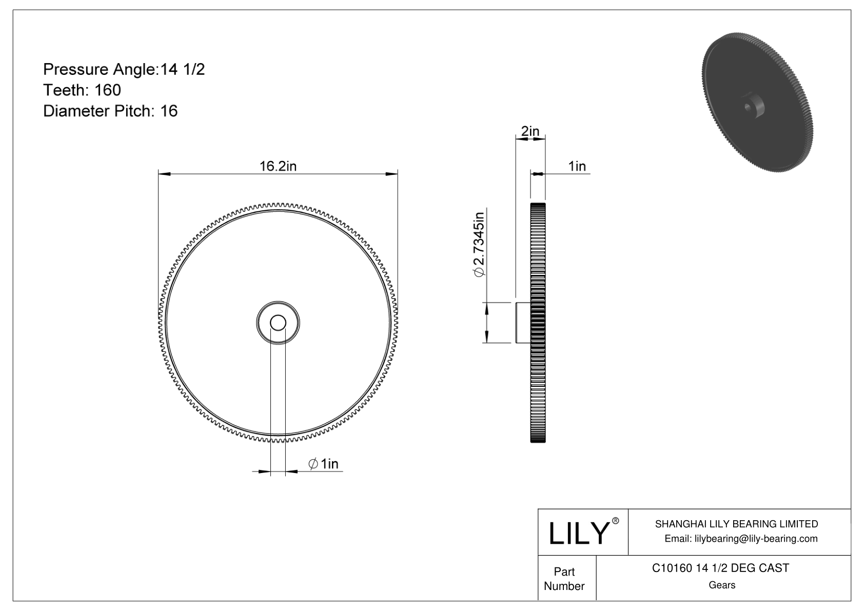 C10160 14 1/2 DEG CAST Engranajes rectos cad drawing