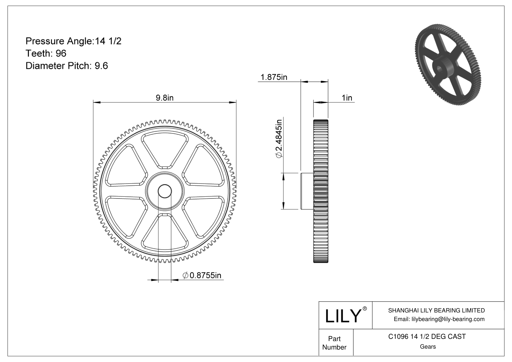 C1096 14 1/2 DEG CAST Engranajes rectos cad drawing