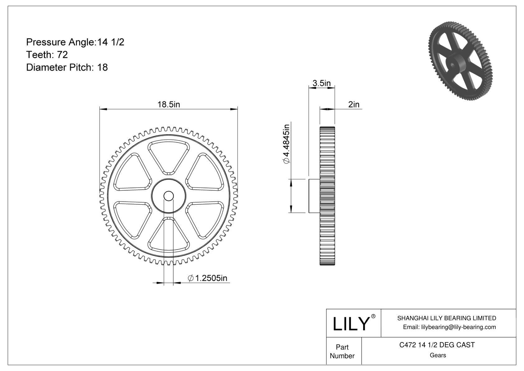 C472 14 1/2 DEG CAST 正齿轮 cad drawing