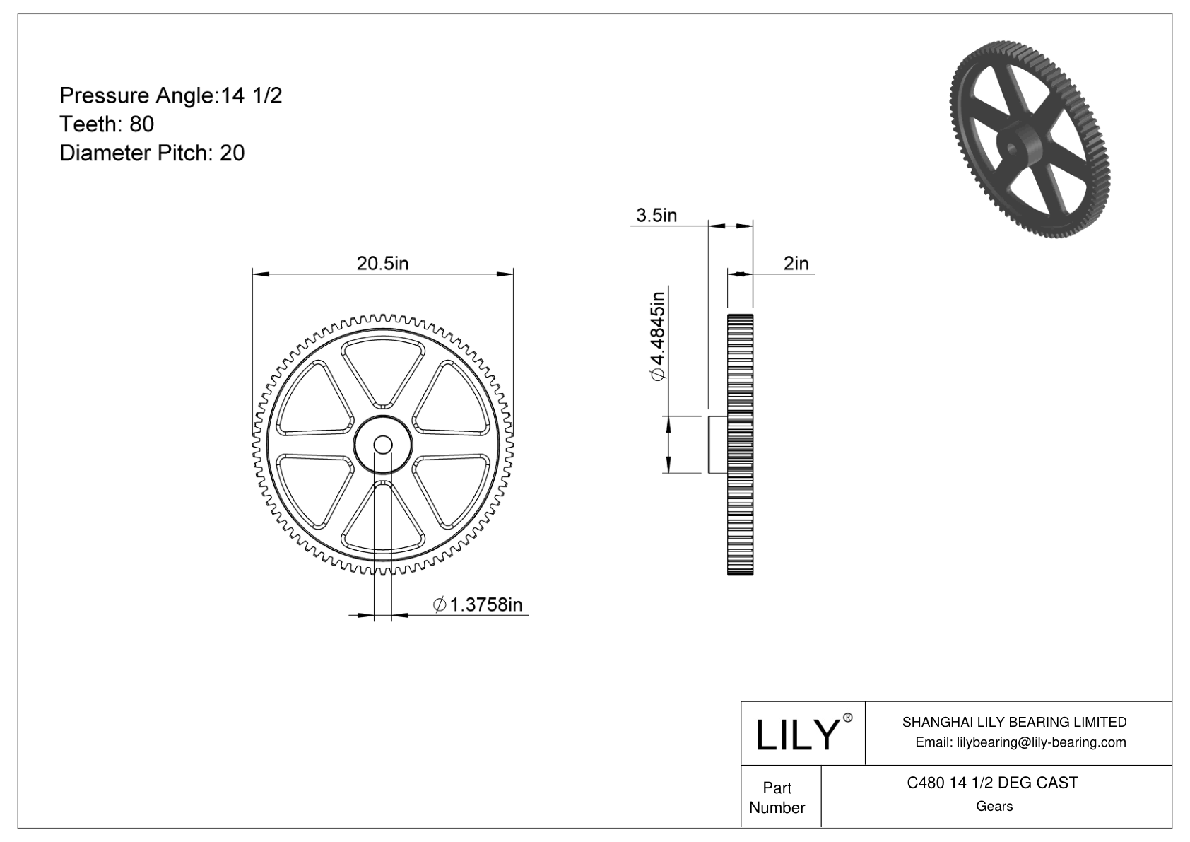 C480 14 1/2 DEG CAST Engranajes rectos cad drawing