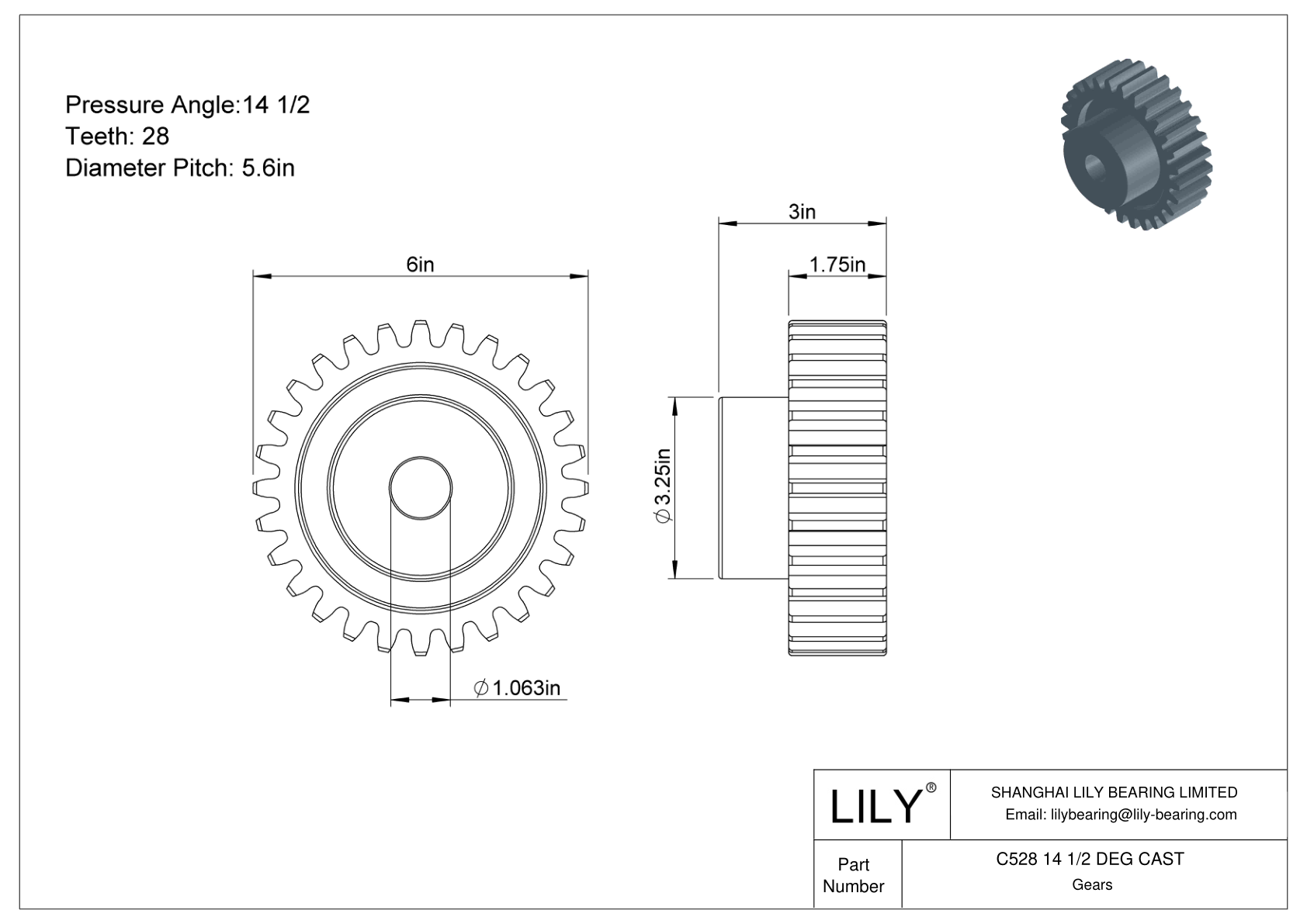 C528 14 1/2 DEG CAST 正齿轮 cad drawing