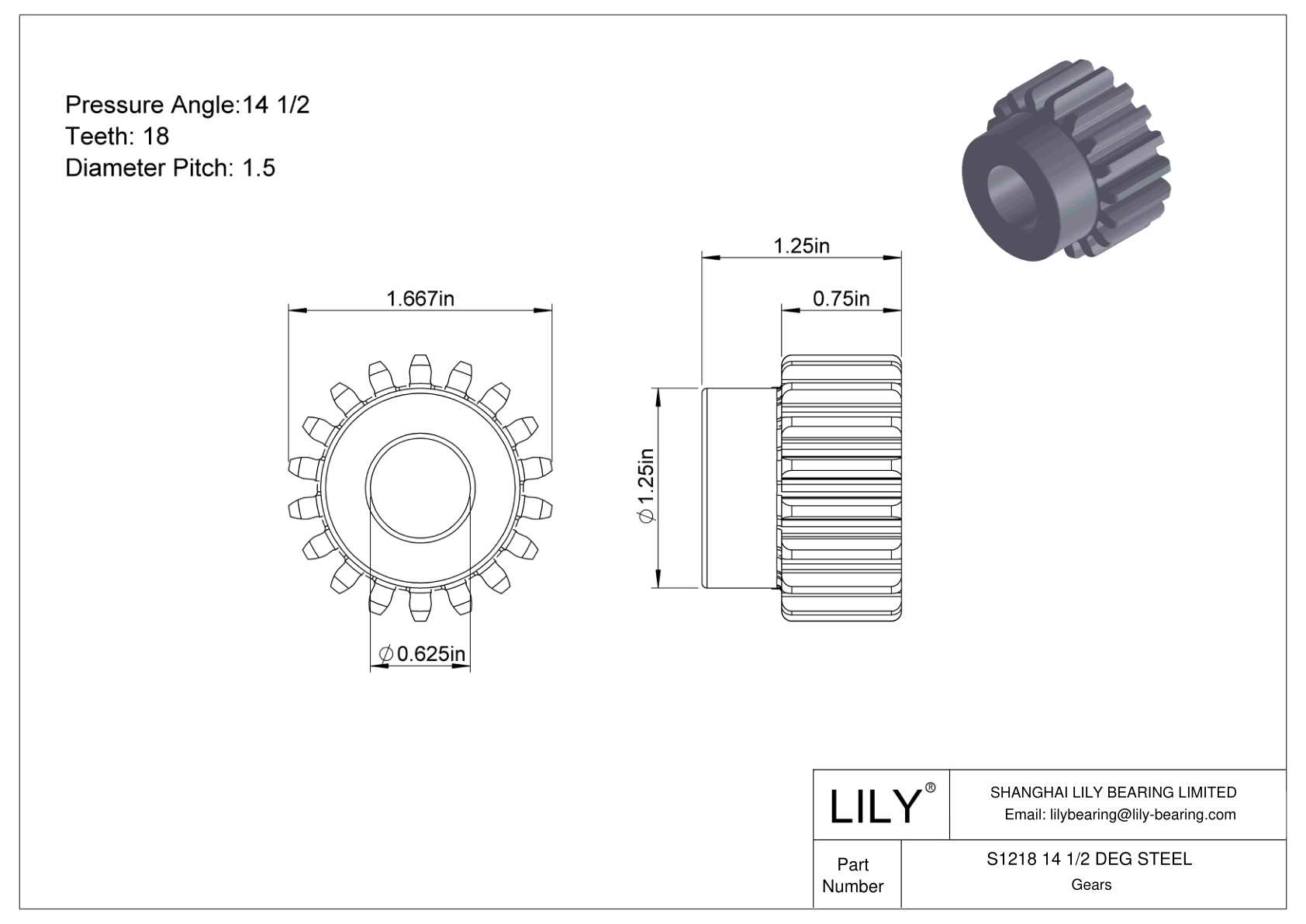 S1218 14 1/2 DEG STEEL Engranajes rectos cad drawing