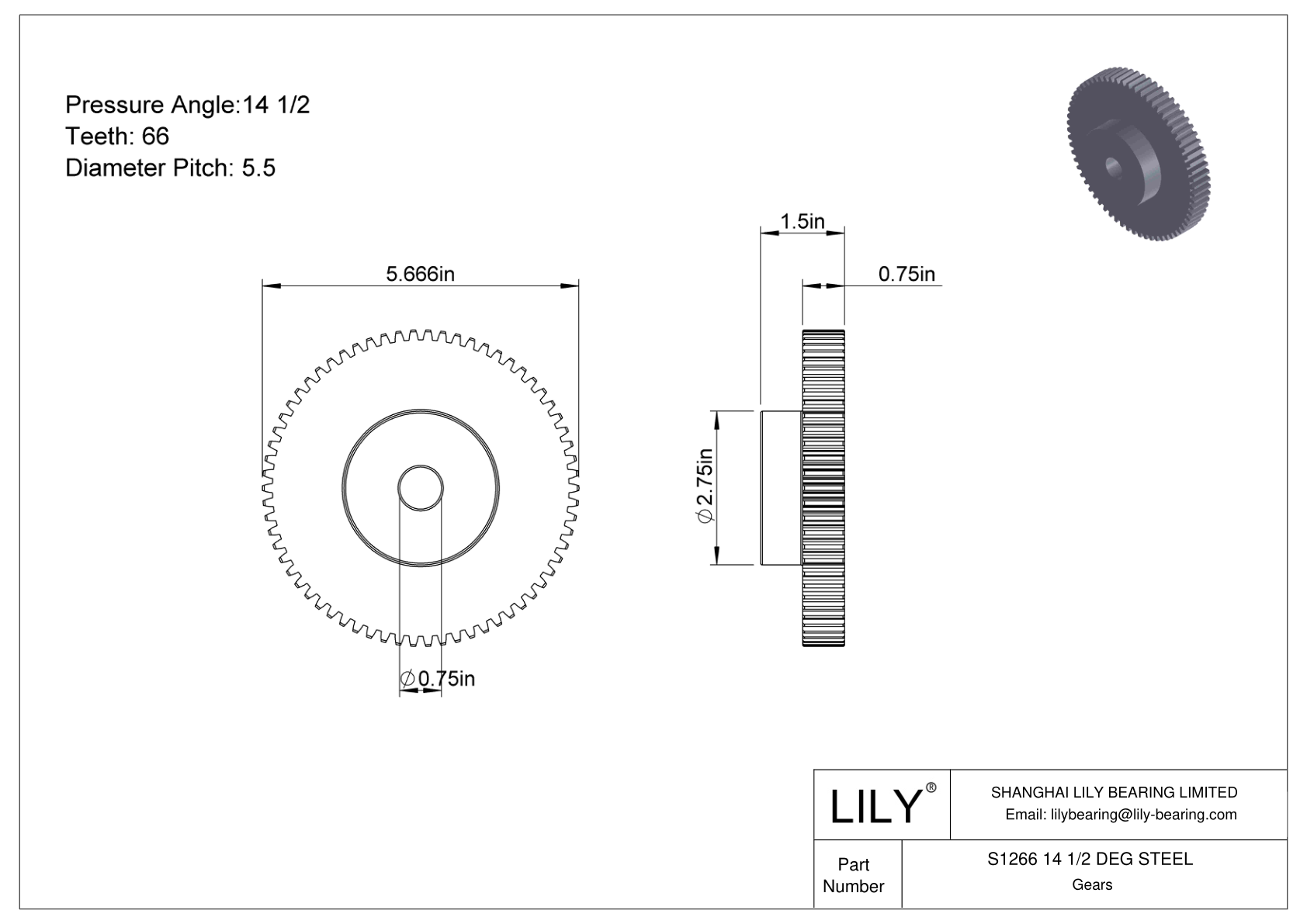 S1266 14 1/2 DEG STEEL Engranajes rectos cad drawing